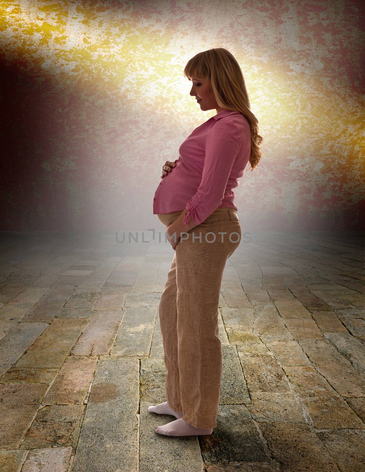 portrait of a pregnant woman waiting for the unborn child
