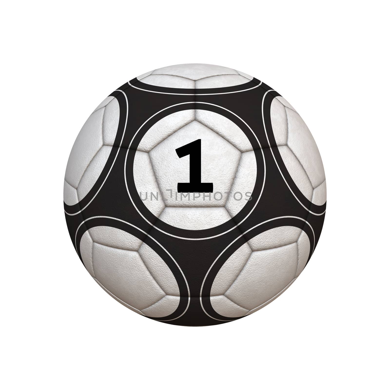 Soccer Ball With Number One - 3D Illustration (ball has clipping path)