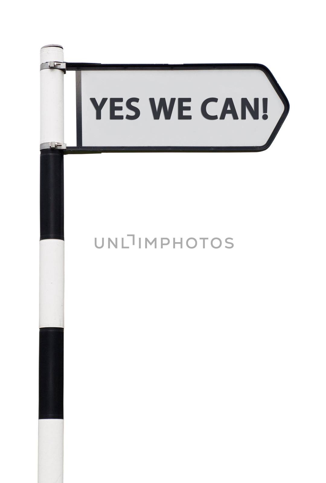 conceptual picture with yes we can road sign isolated on white background