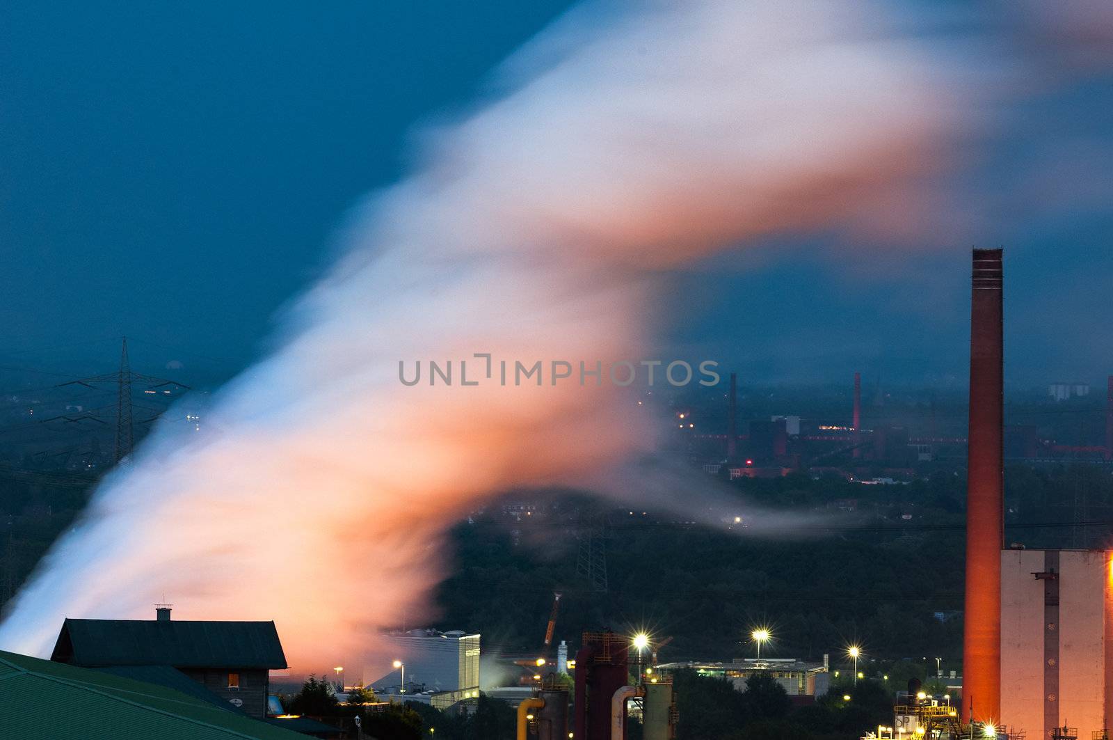 Ruhrgebiet night landscape from Bottrop's Tetraeder