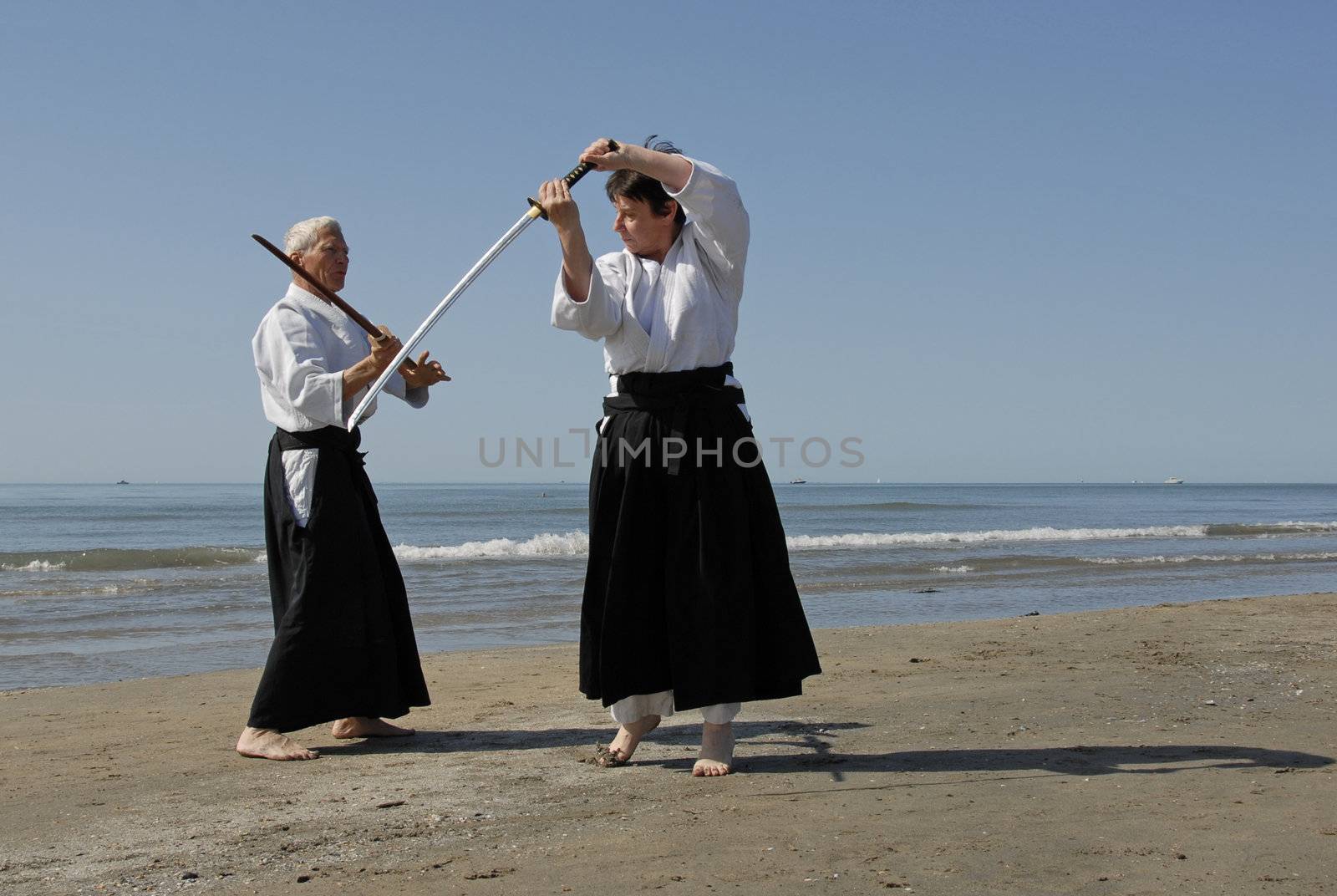 training of Aikido on the beach by cynoclub