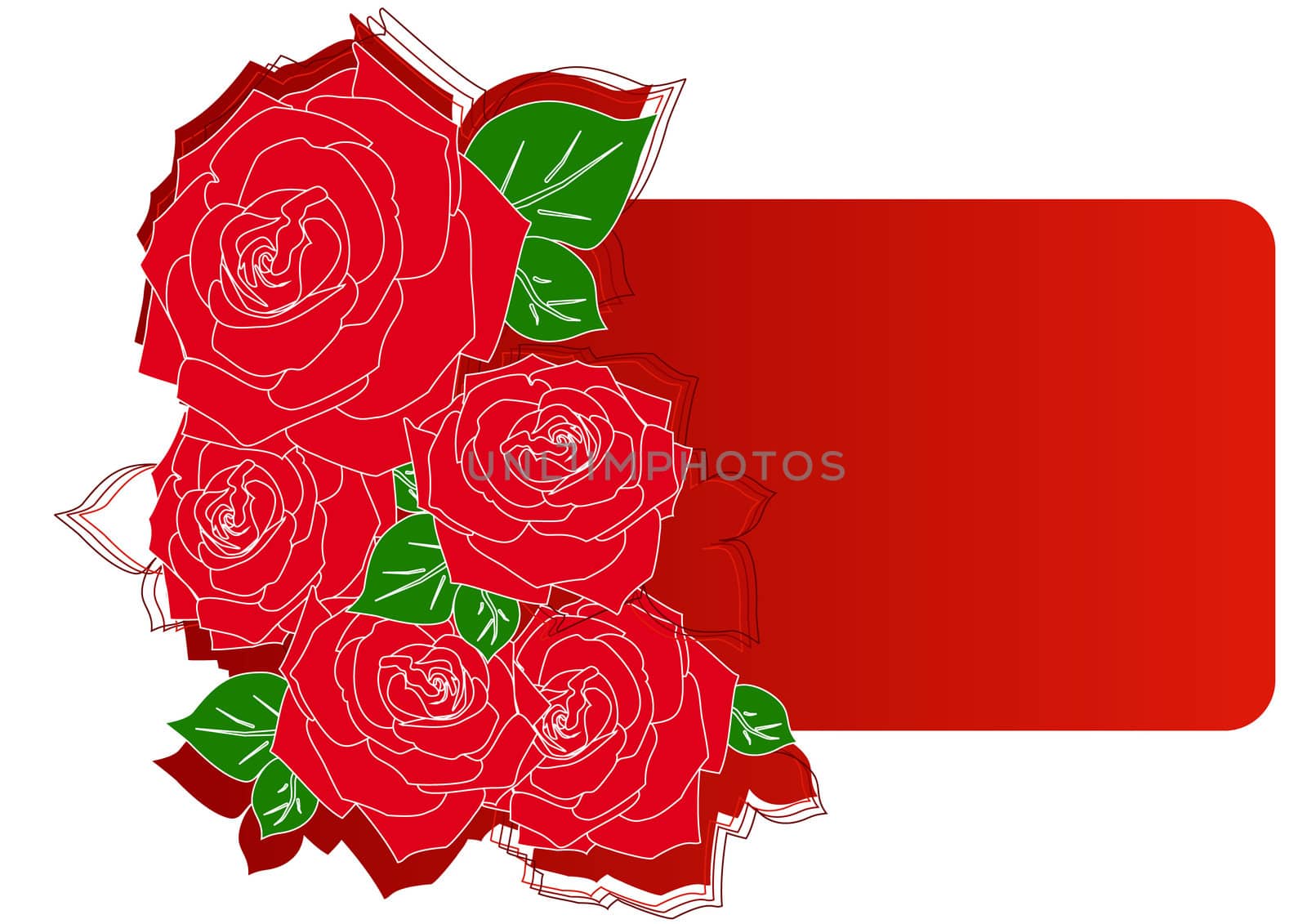 Greeting card with red roses vector illustration