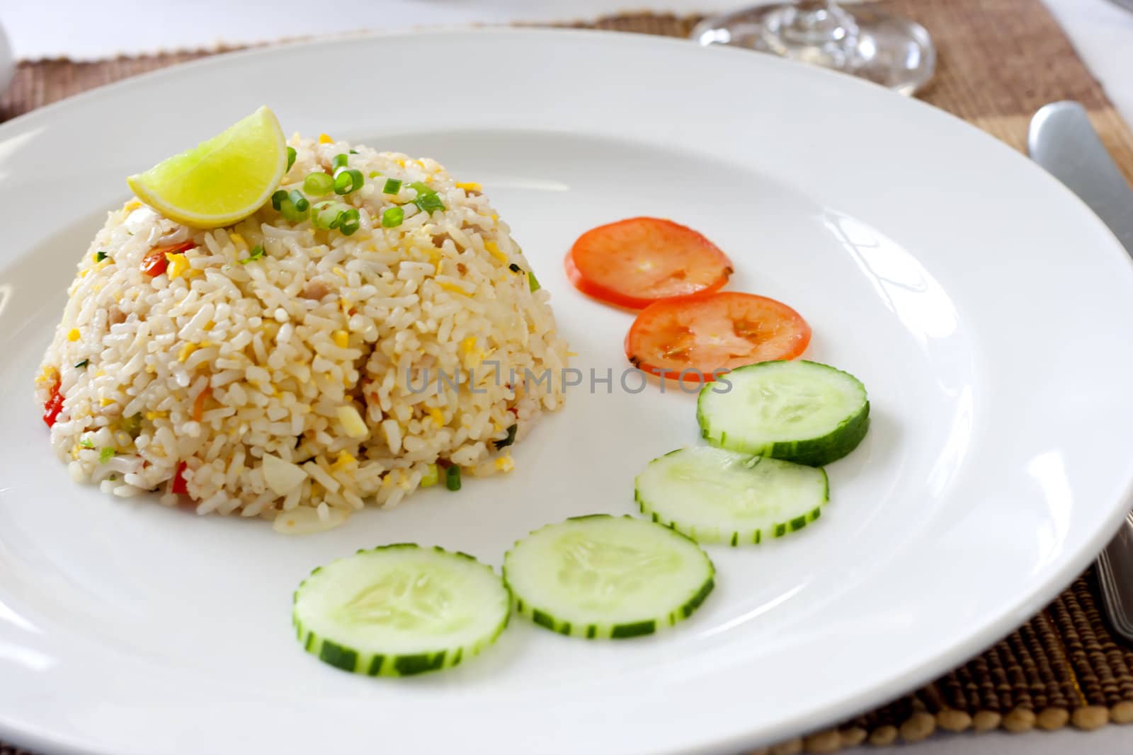 Thai fried rice, served on the dish that you could try everywhere.
