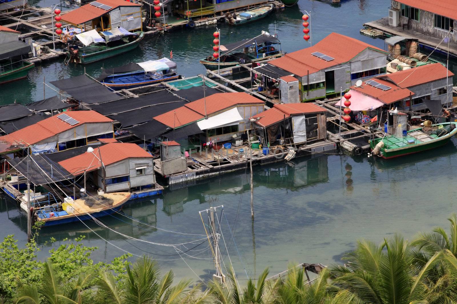 A traditional Chinese water village in Sanya, Hainan Province, south China.