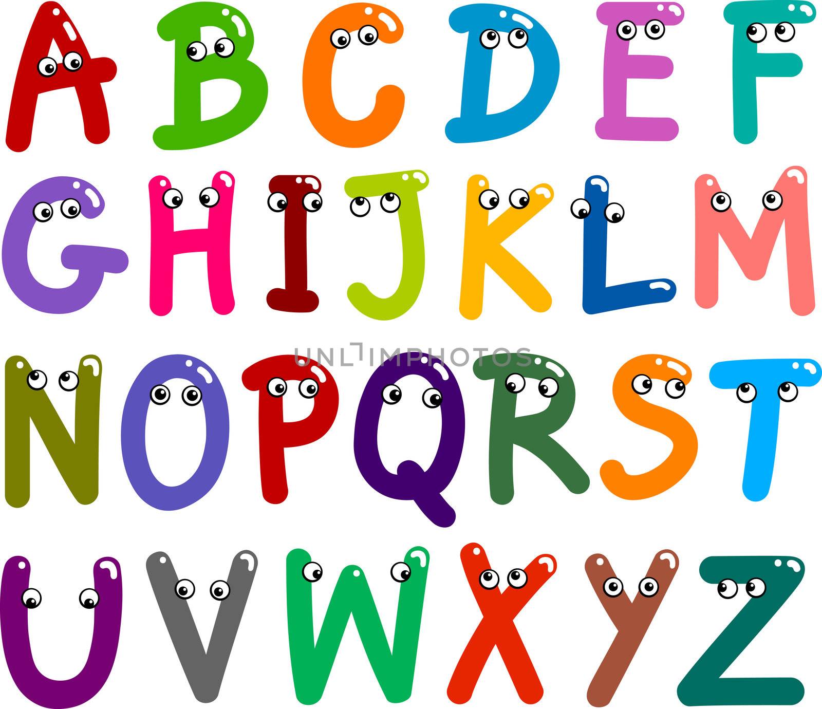illustration of funny Capital Letters Alphabet for education