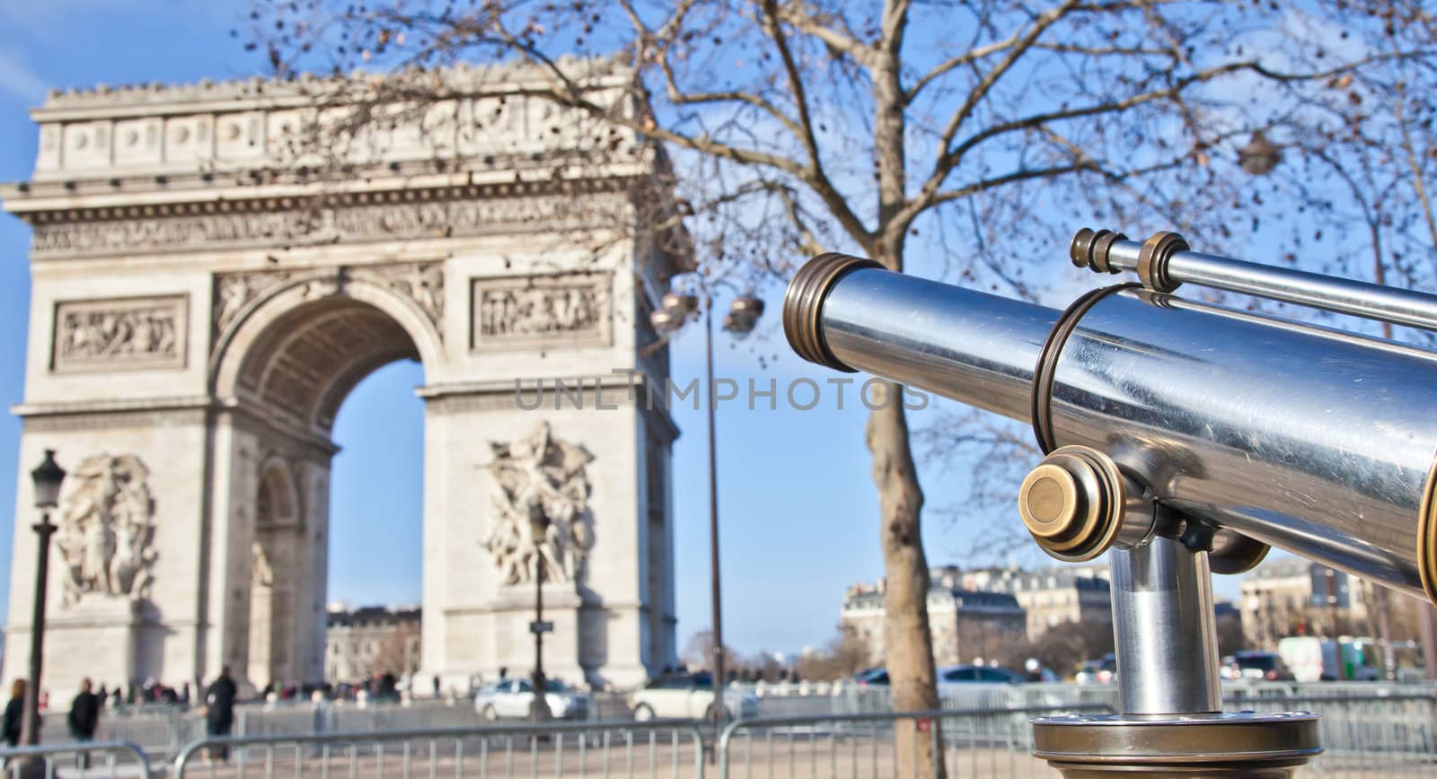 The Arc de Triomphe (Arc de Triomphe de l'Étoile) is one of the most famous monuments in Paris. It stands in the centre of the Place Charles de Gaulle, at the western end of the Champs-Élysées