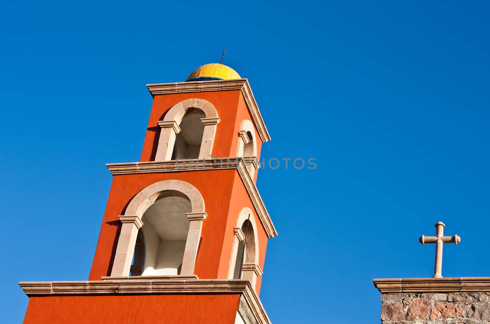 Detail of a Mexican church, brilliant colours