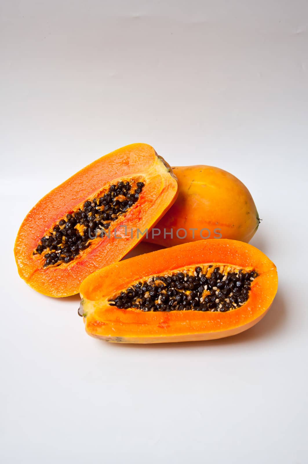 papaya on white background