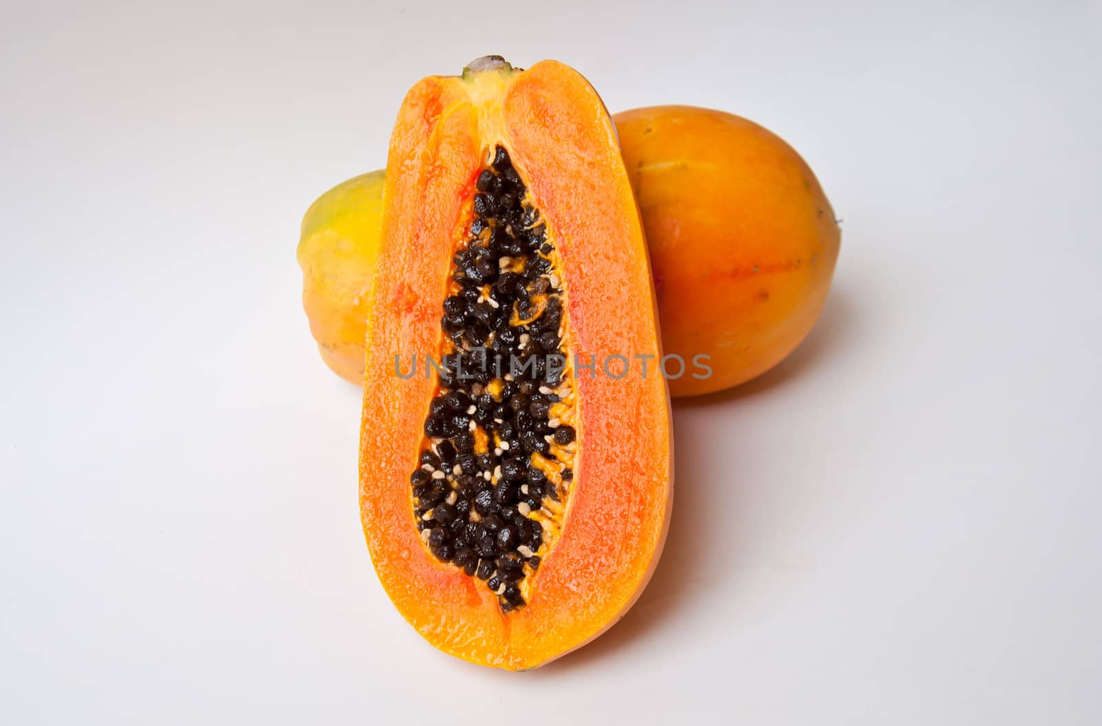 papaya on white background