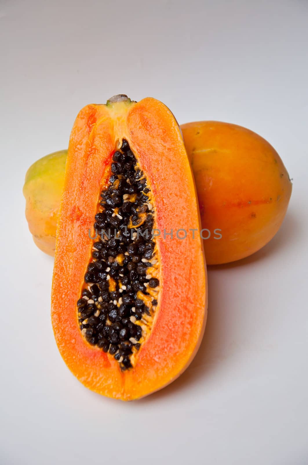 papaya on white background