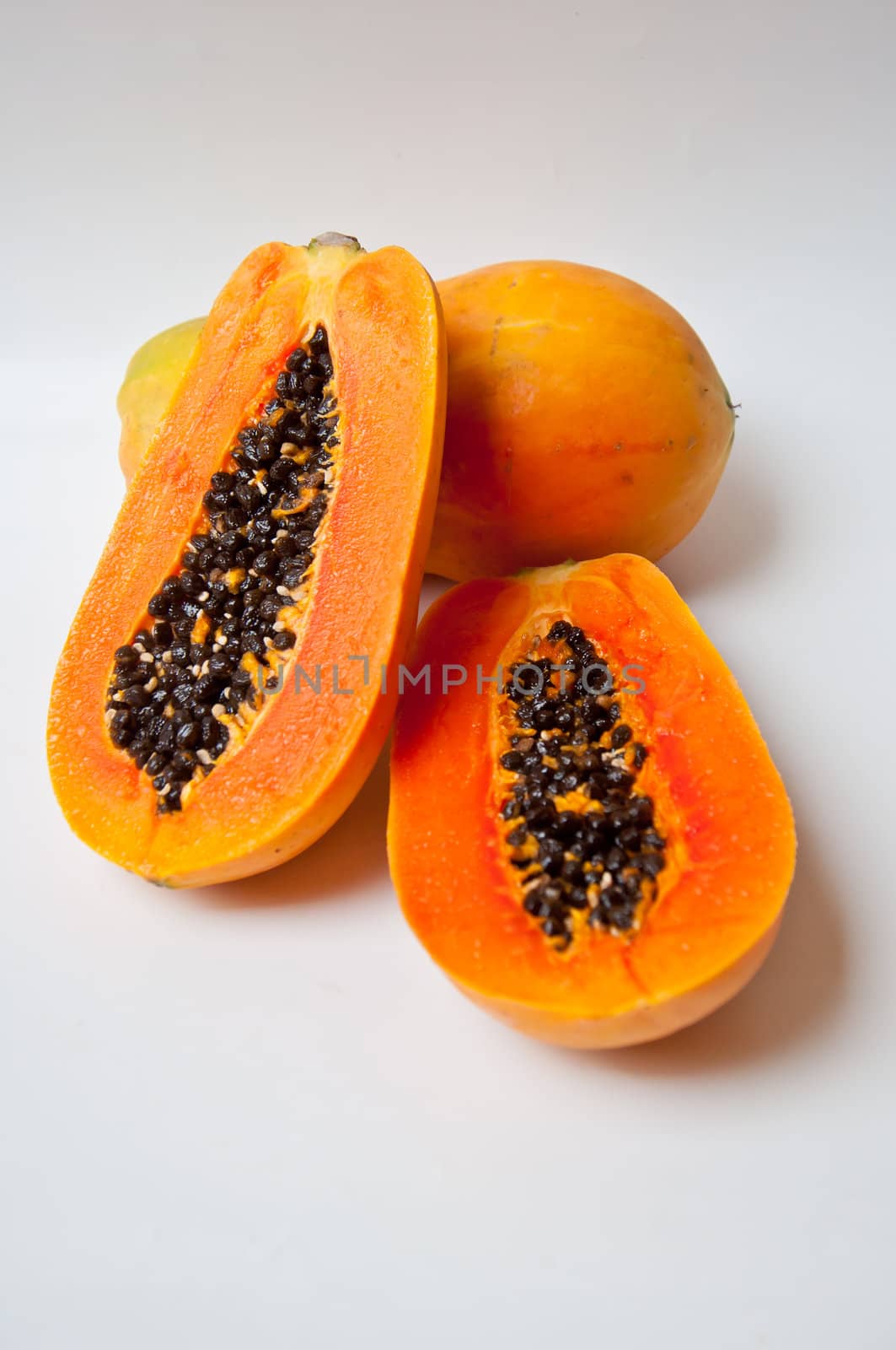 papaya on white background