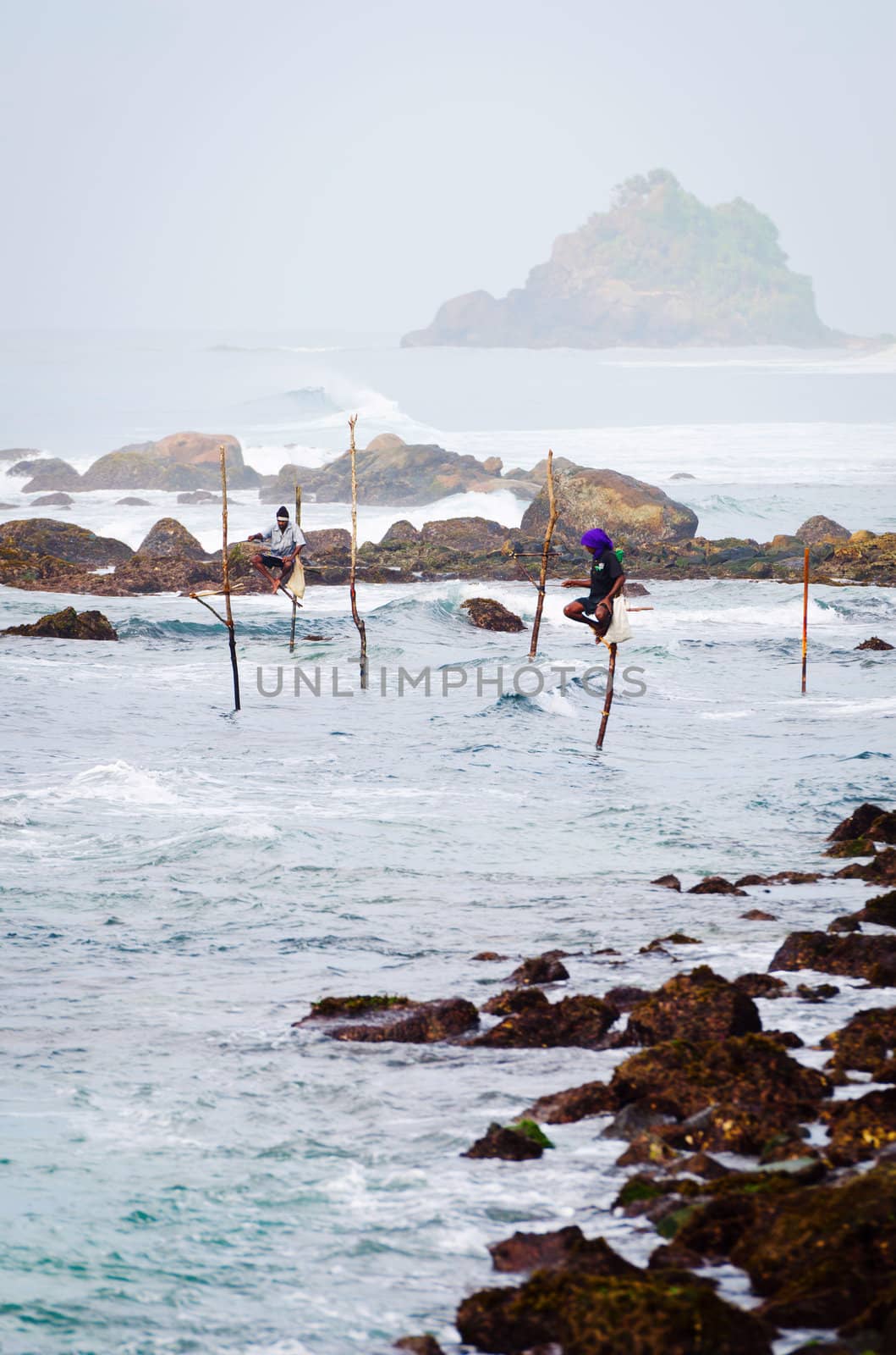 Traditional Sri Lanka's sea coast fishing by iryna_rasko