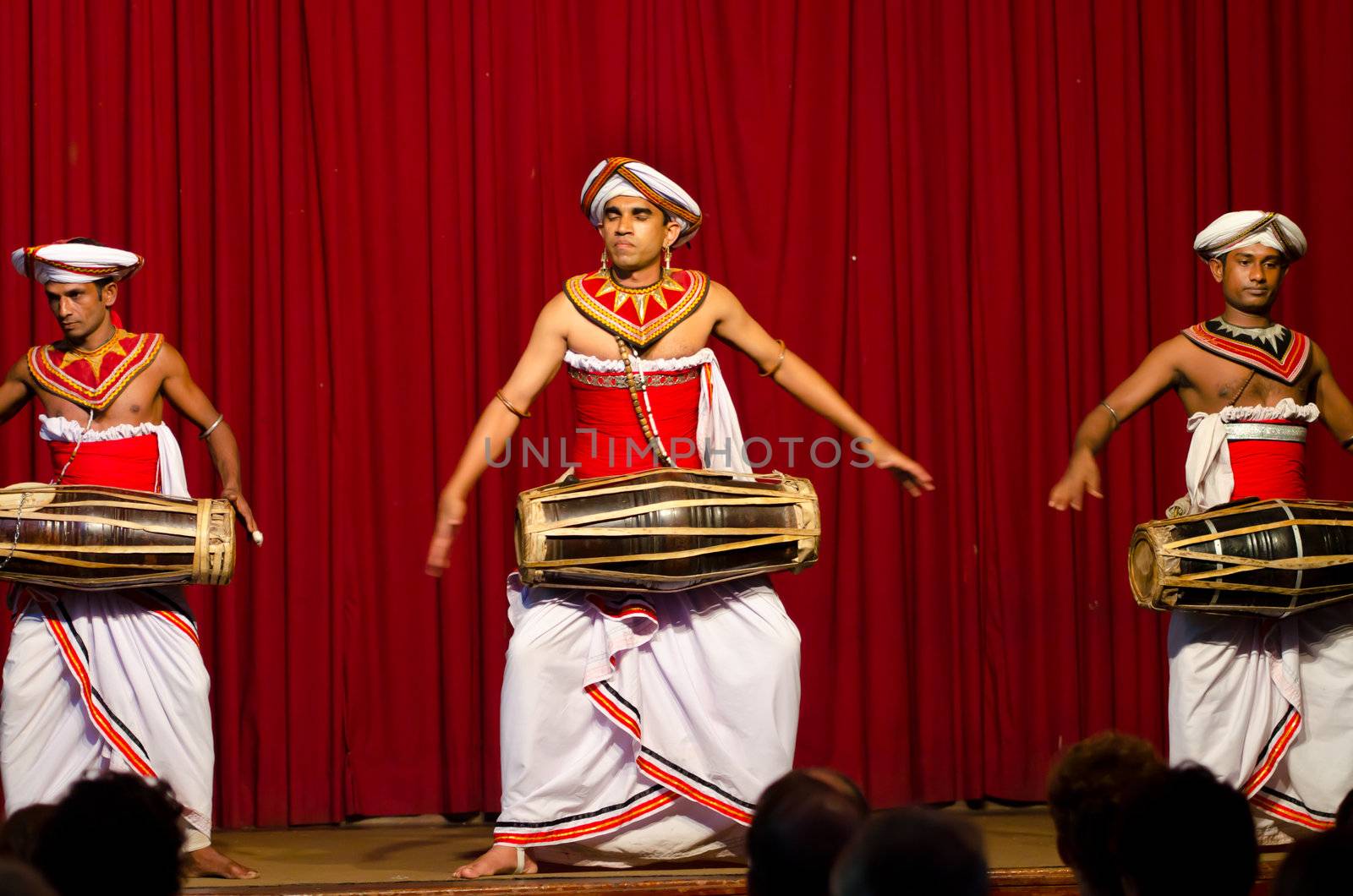 Kandy, Sri Lanka - December 7, 2011:  Show in traditional Sri Lankian theatre - drum, dance and singing.