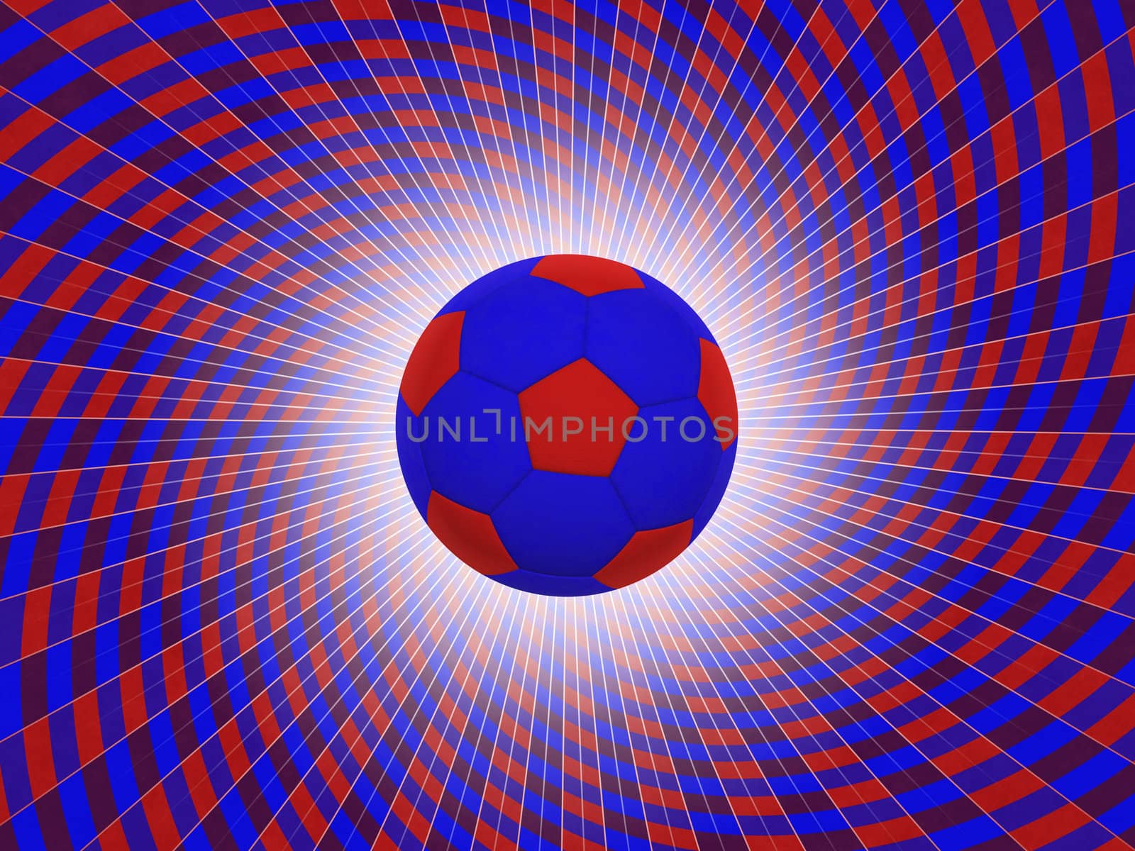 Soccer Ball With Colors of the UK Over Striped Dynamic Background - Realistic 3D Illustration