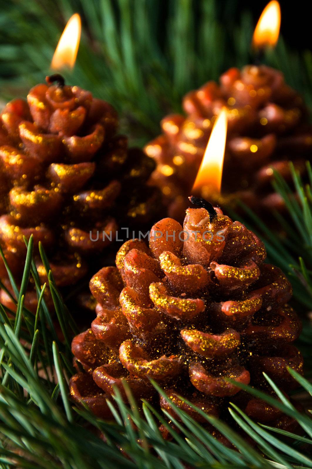 Three candles like pine cones by dmitryelagin