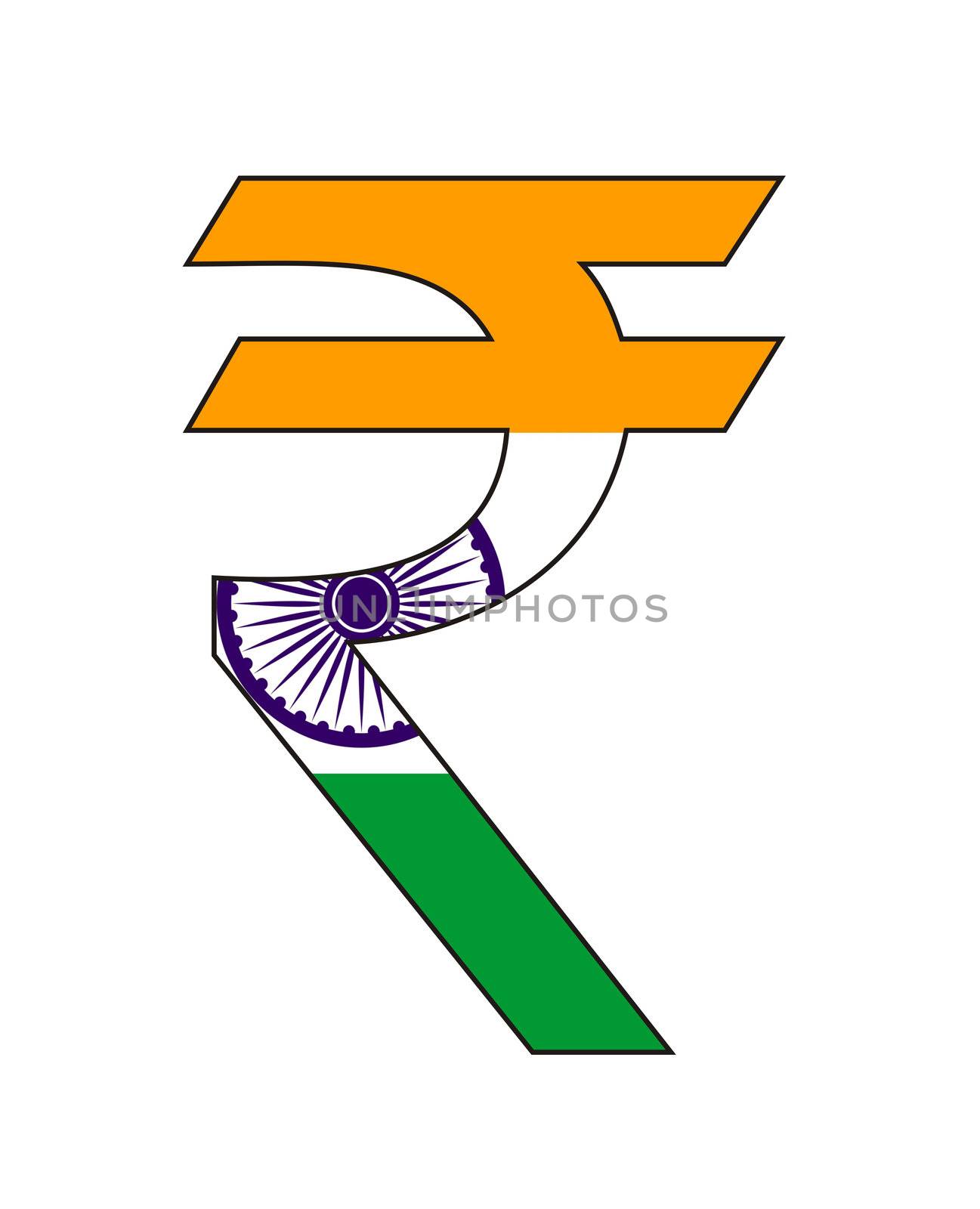 very big size india rupee symbol with flag