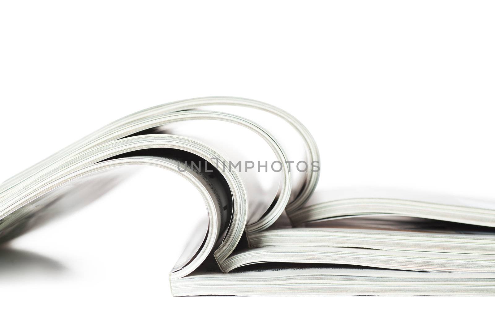 Selective focus image of magazines in profile