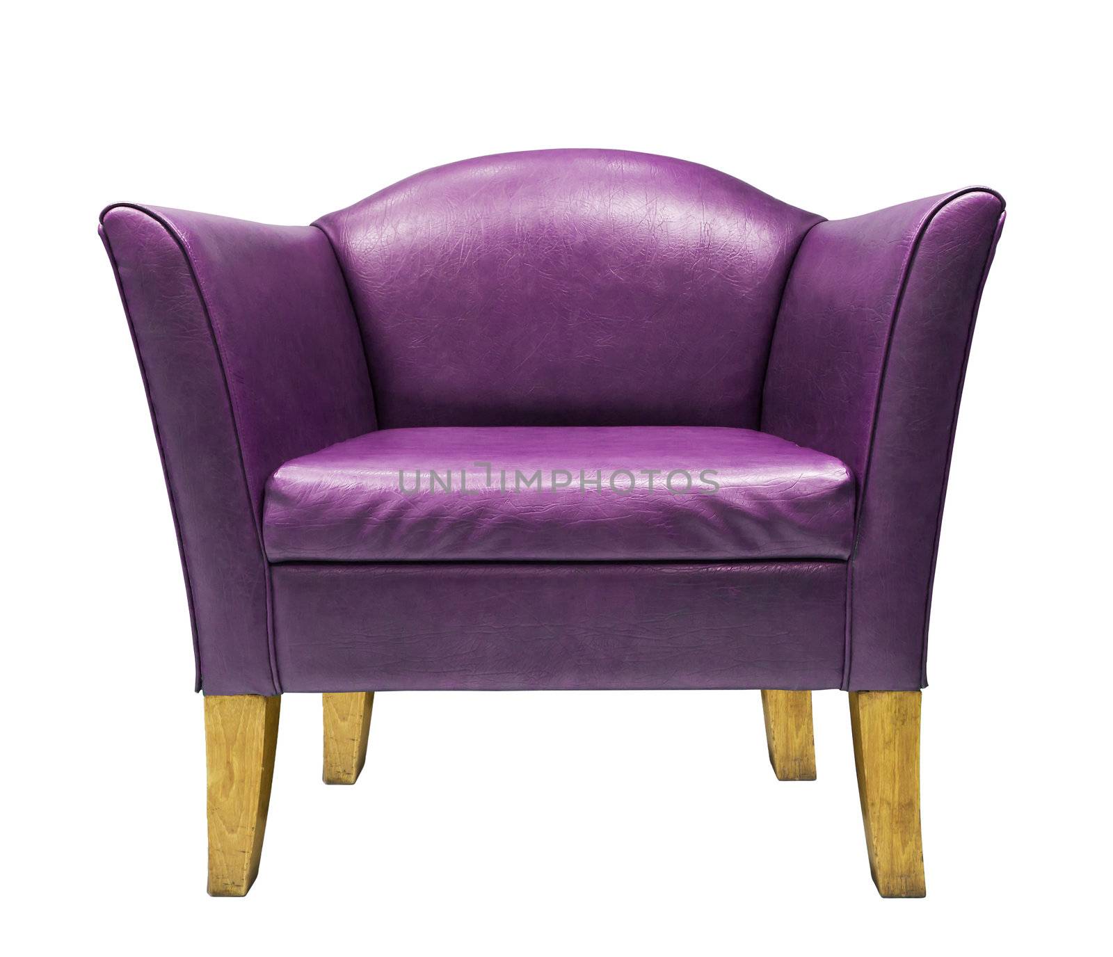 Purple  armchair isolated on white background