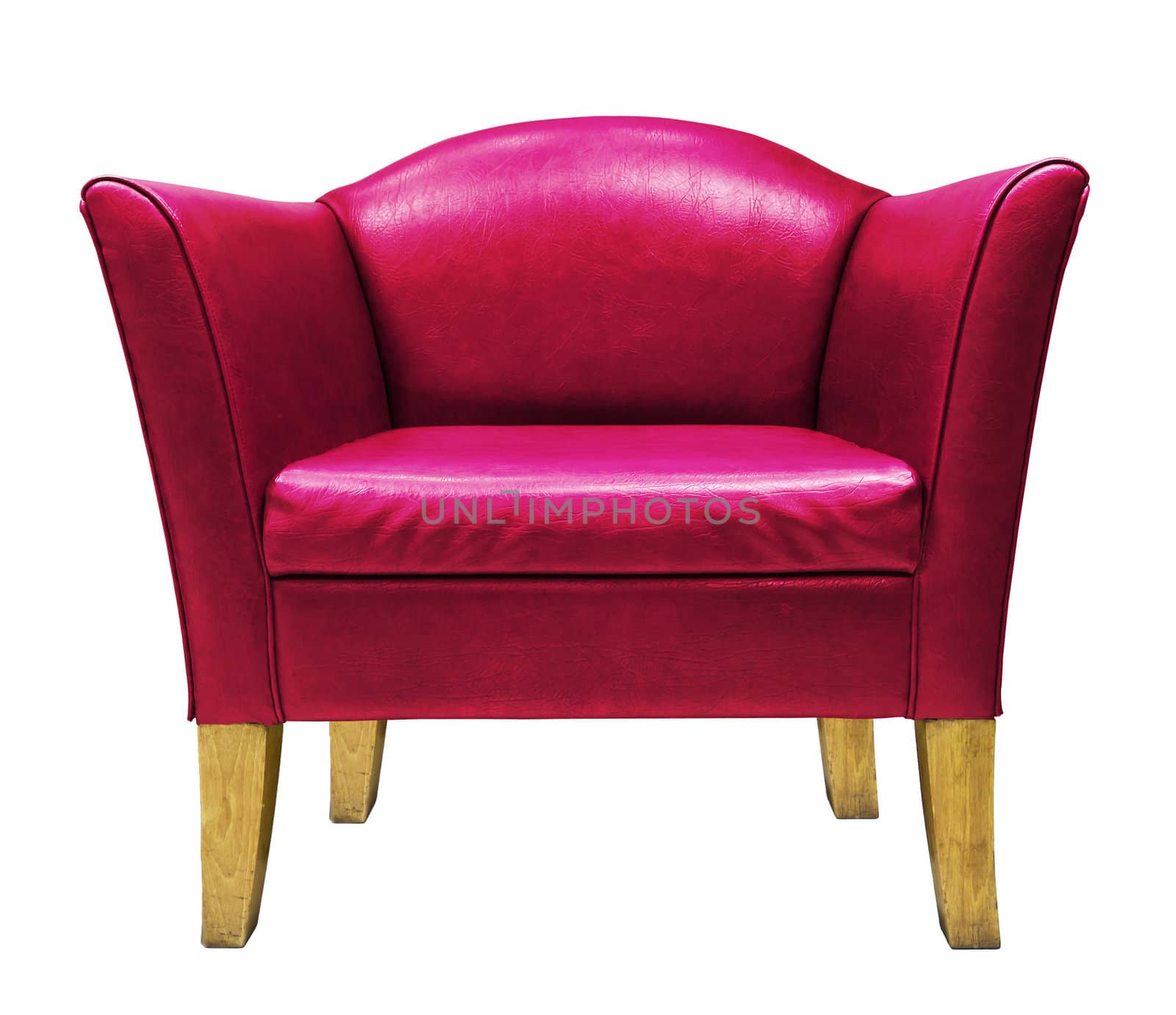 Red armchair isolated on white background
