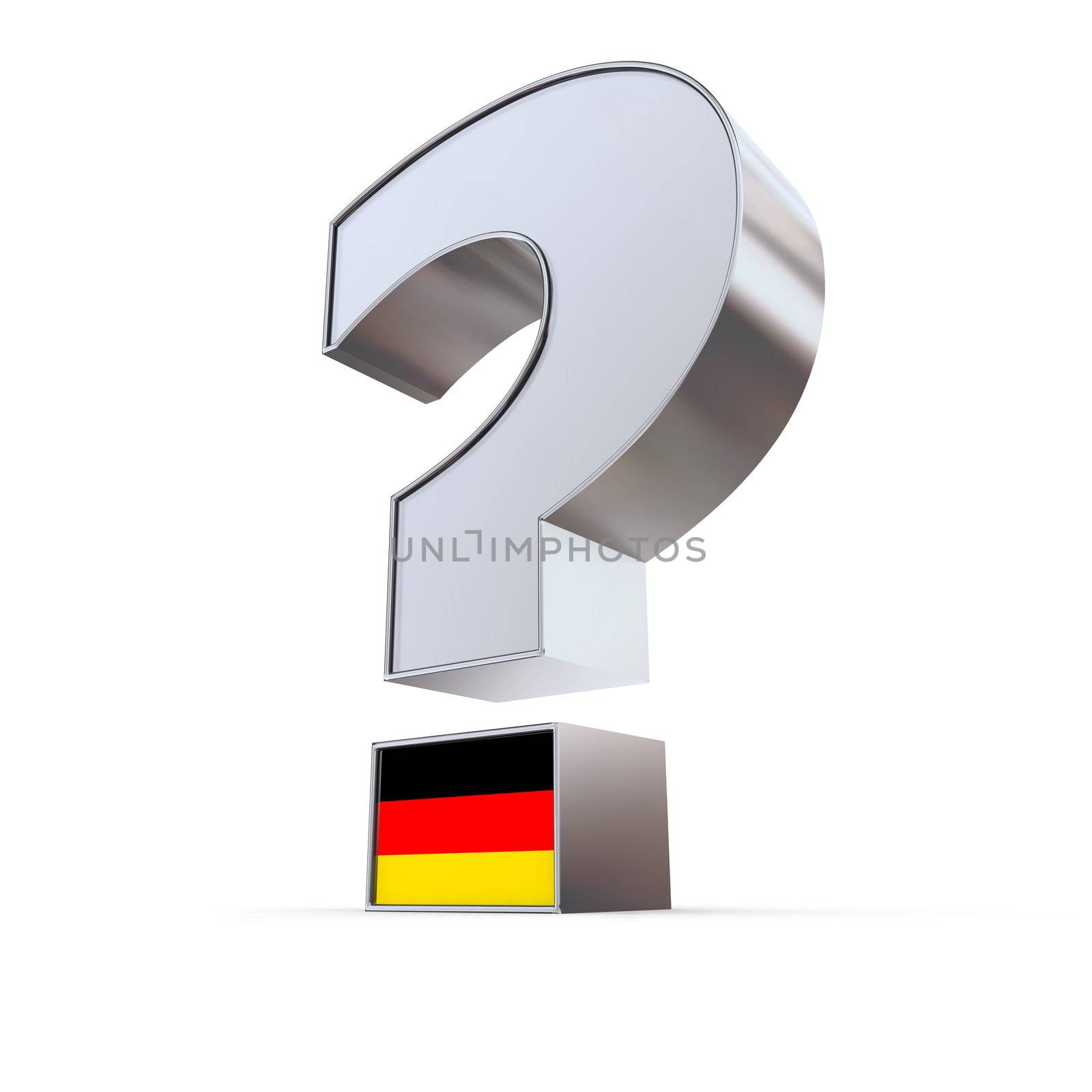 metallic question mark with a german flag on the dot