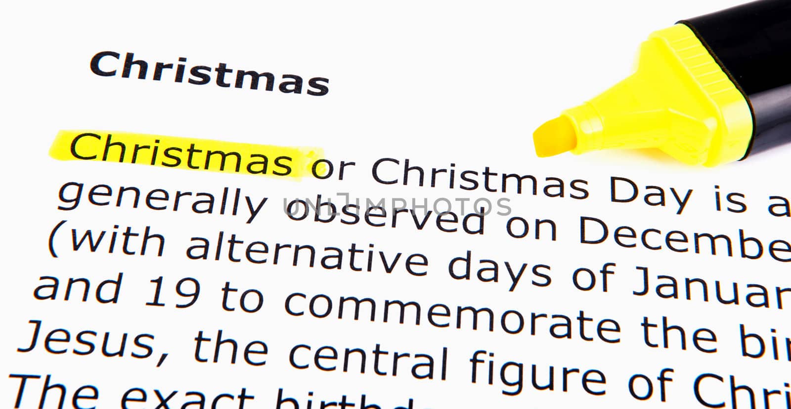 Text highlighted in yellow with felt tip pen