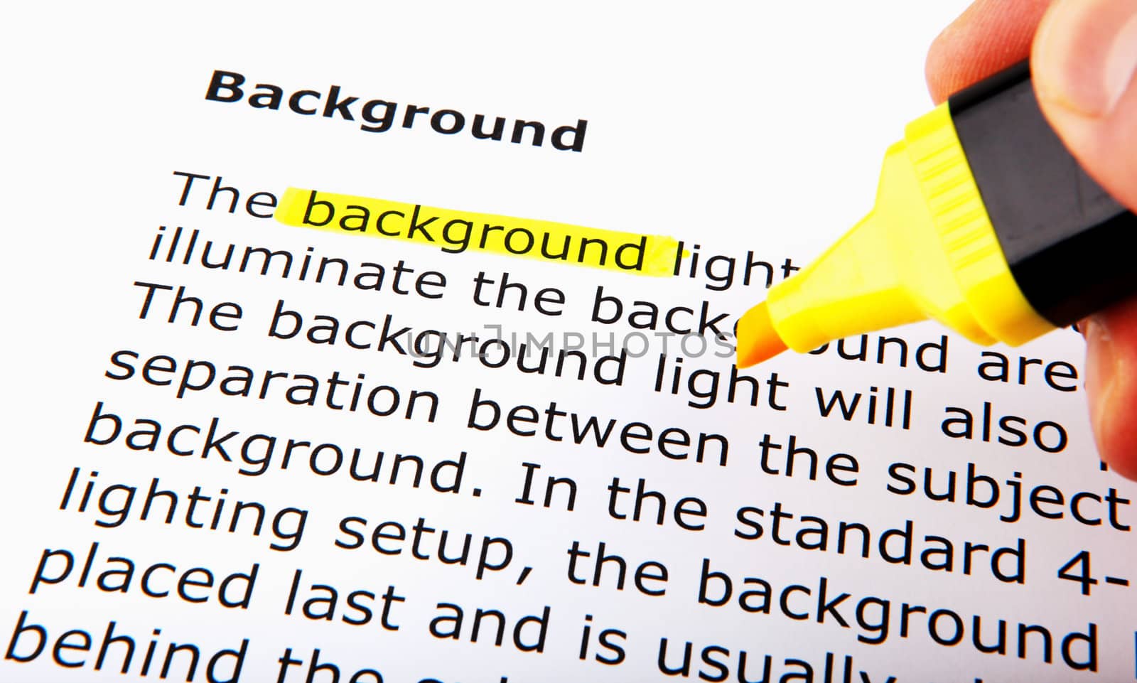 Text highlighted in yellow with felt tip pen