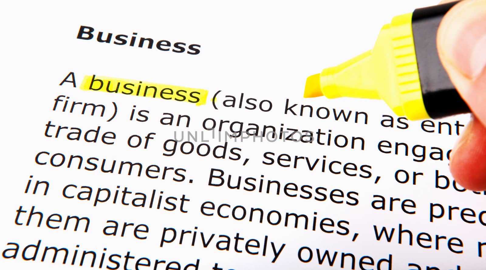 Text highlighted in yellow with felt tip pen