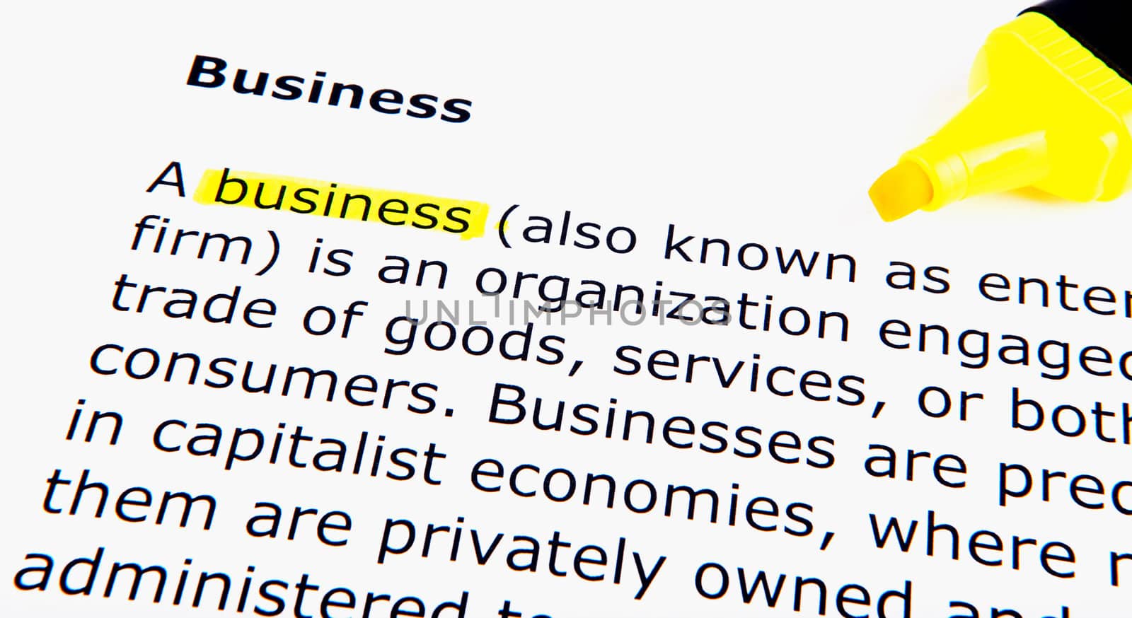 Text highlighted in yellow with felt tip pen