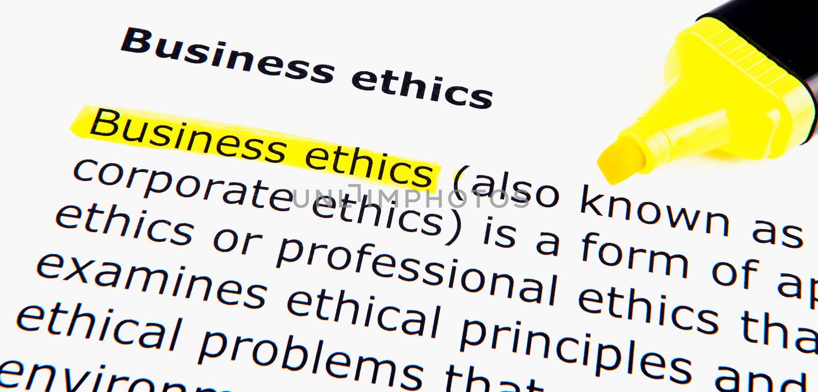 Text highlighted in yellow with felt tip pen