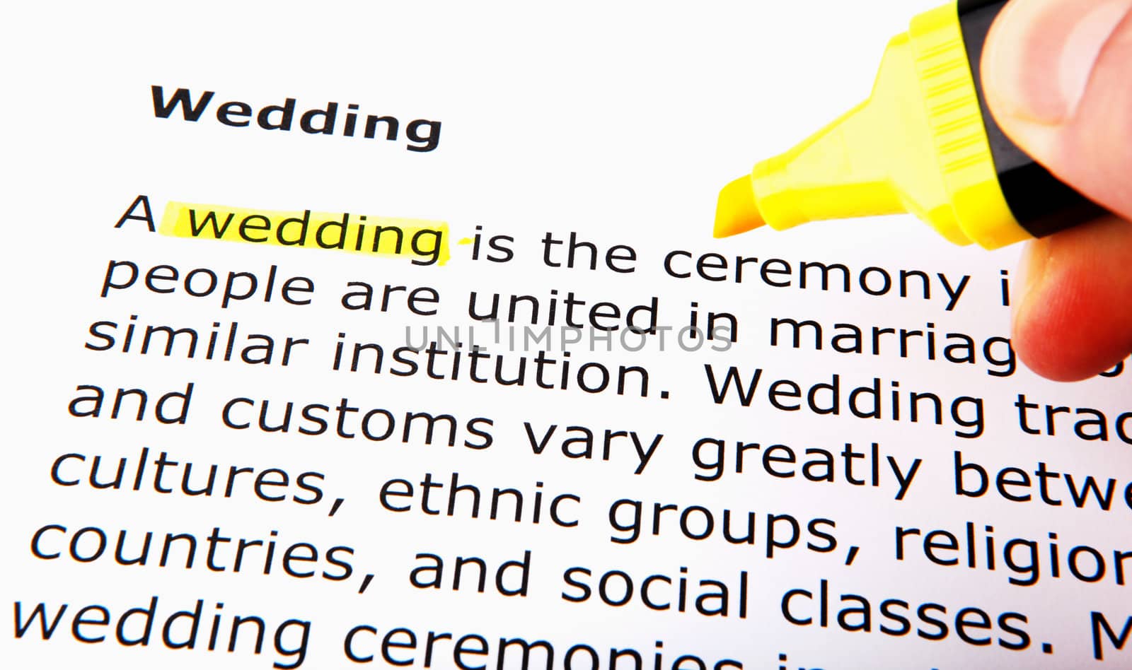 Text highlighted in yellow with felt tip pen