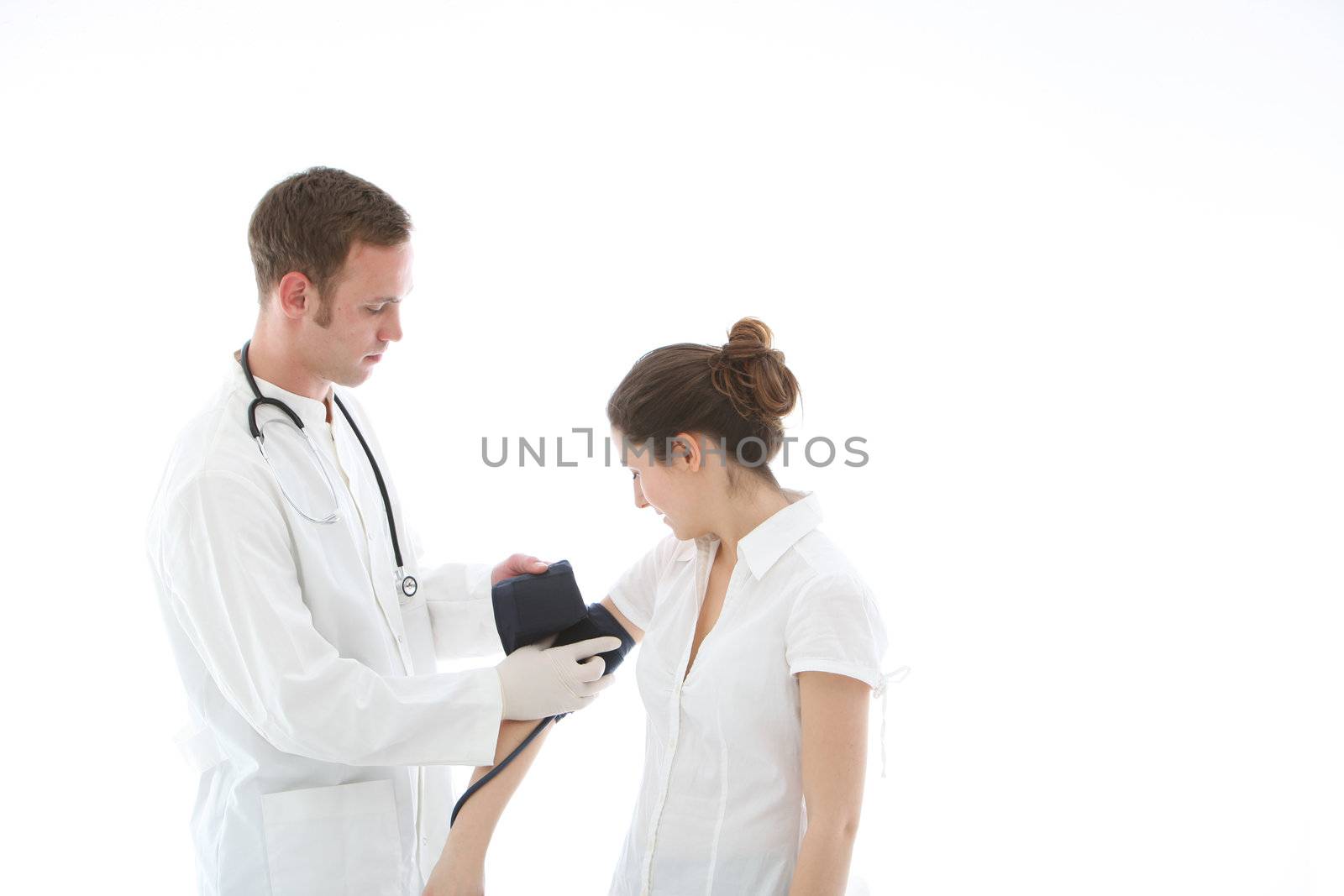 Doctor applying a blood pressure cuff by Farina6000