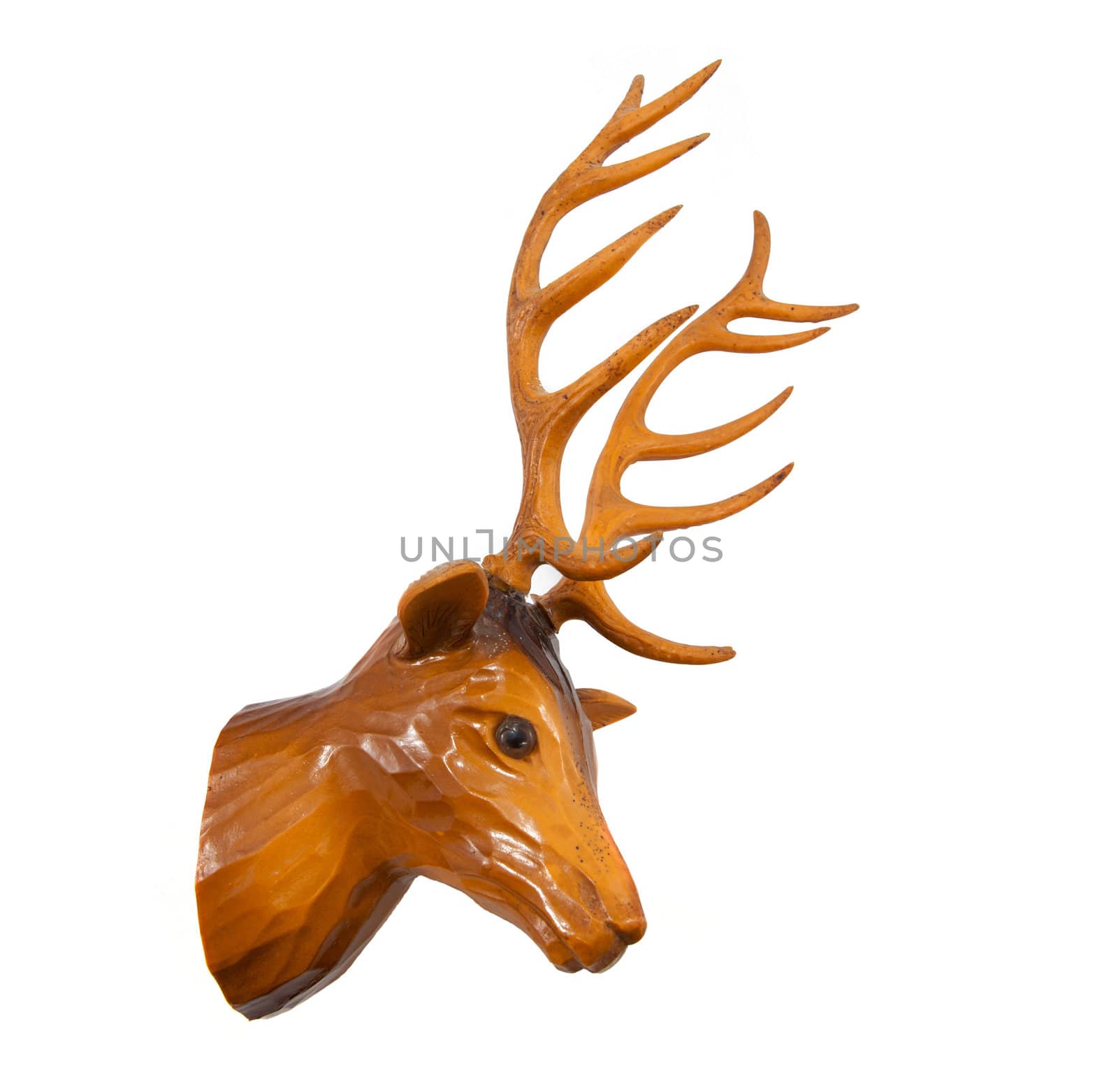 The deer wood vintage object on white background