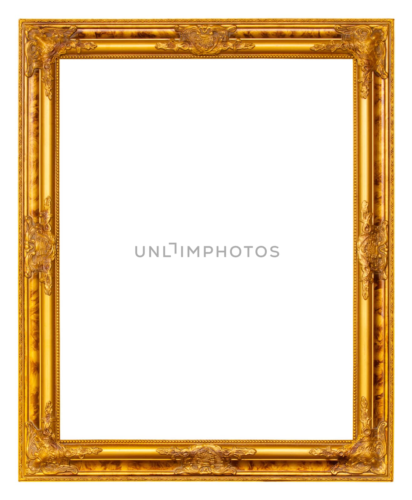 Gold frame on white background