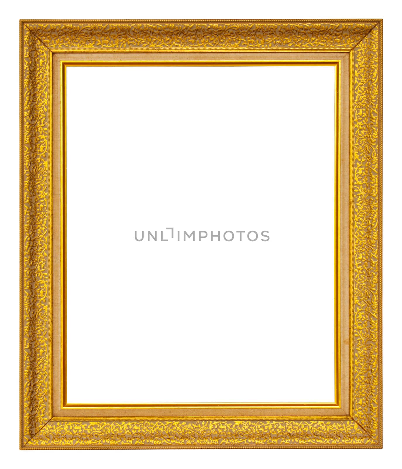 Gold frame on white background