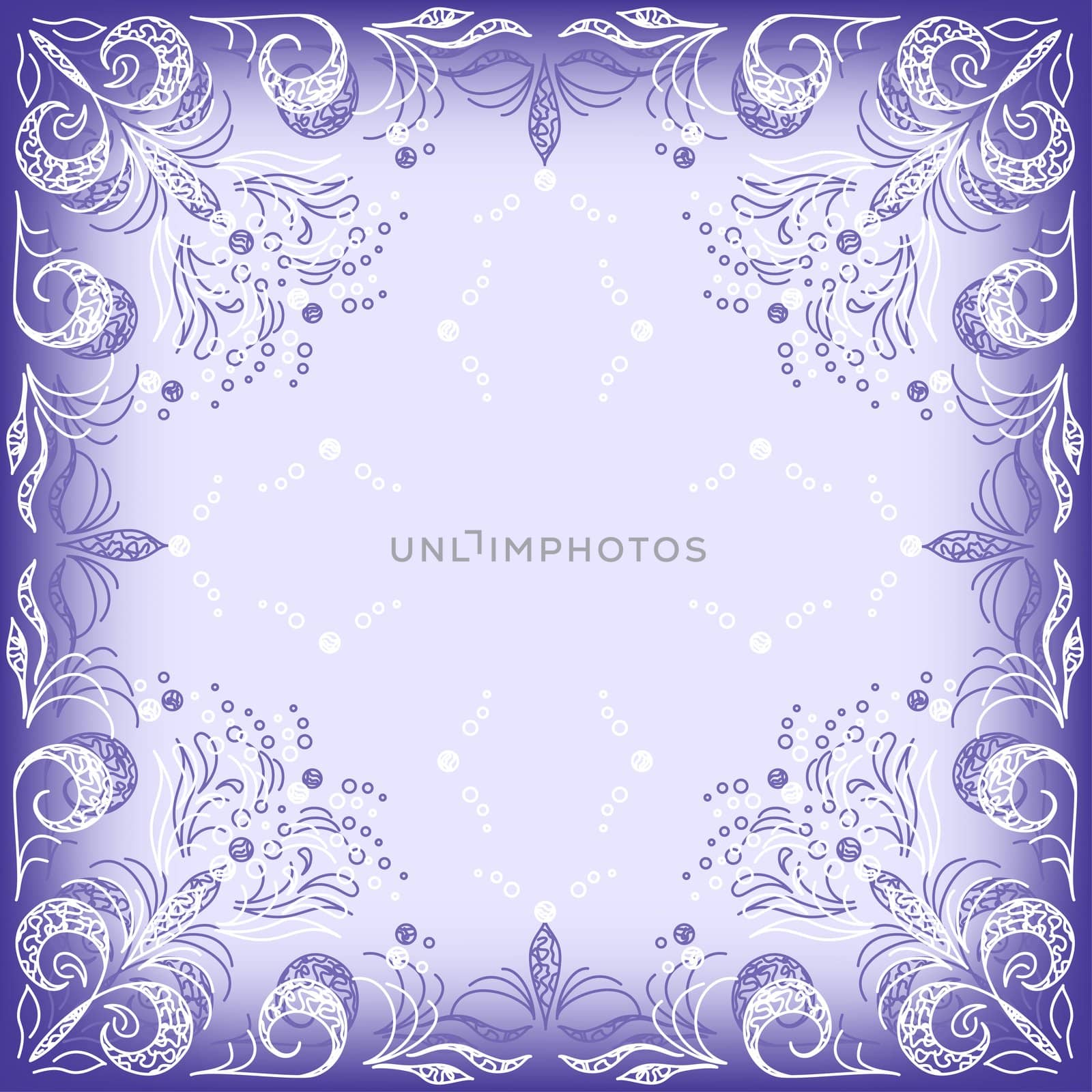 Abstract blue and white background with graphic floral pattern
