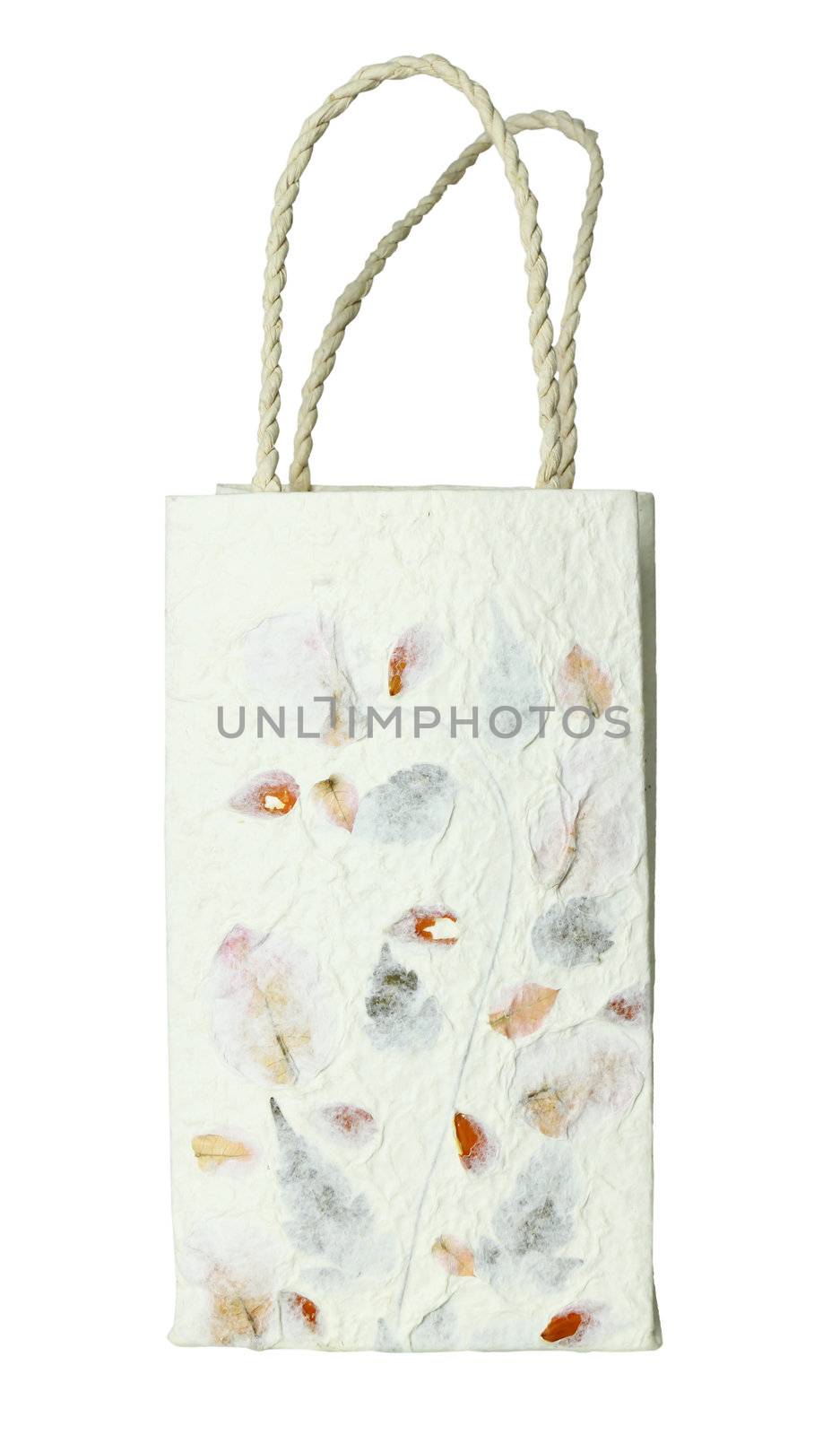 recycled paper craft  paper bag on white background