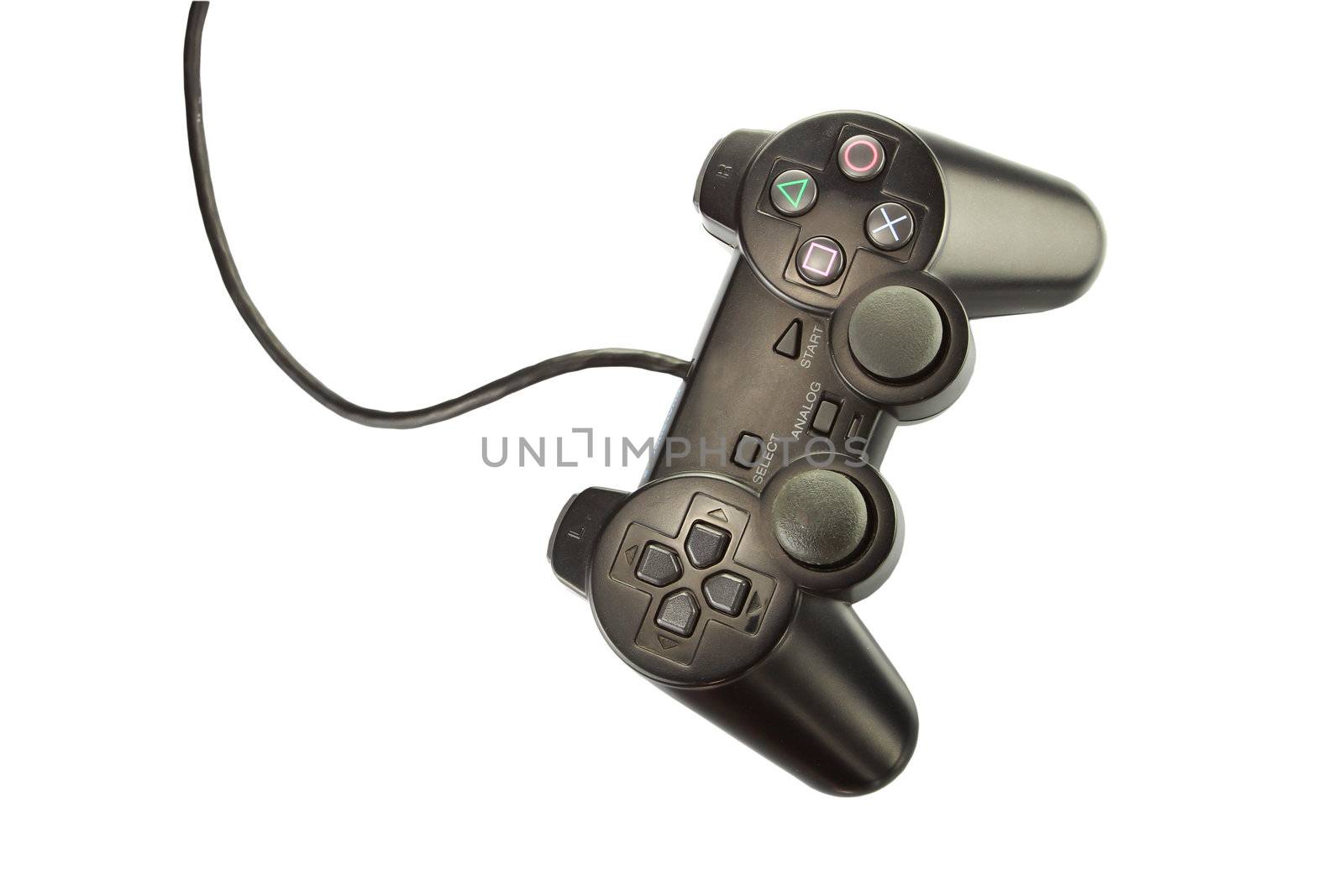 black game controller isolated on white background by bajita111122
