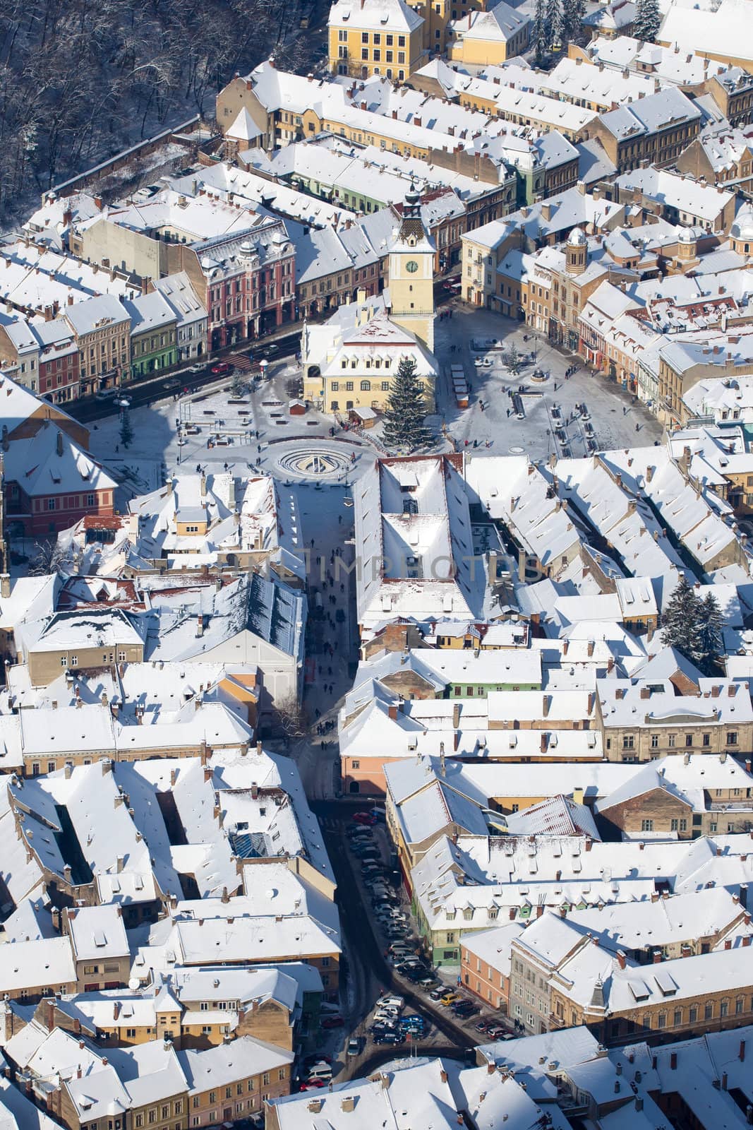 Aerial view of the Counsel House and Square, Brasov