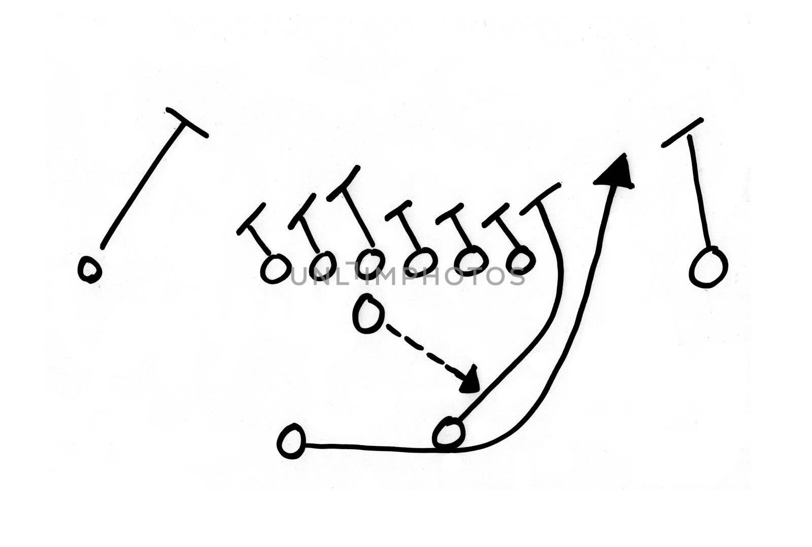 A chalk drawing of a football play. Has remnents of chalk and it is very high quality.