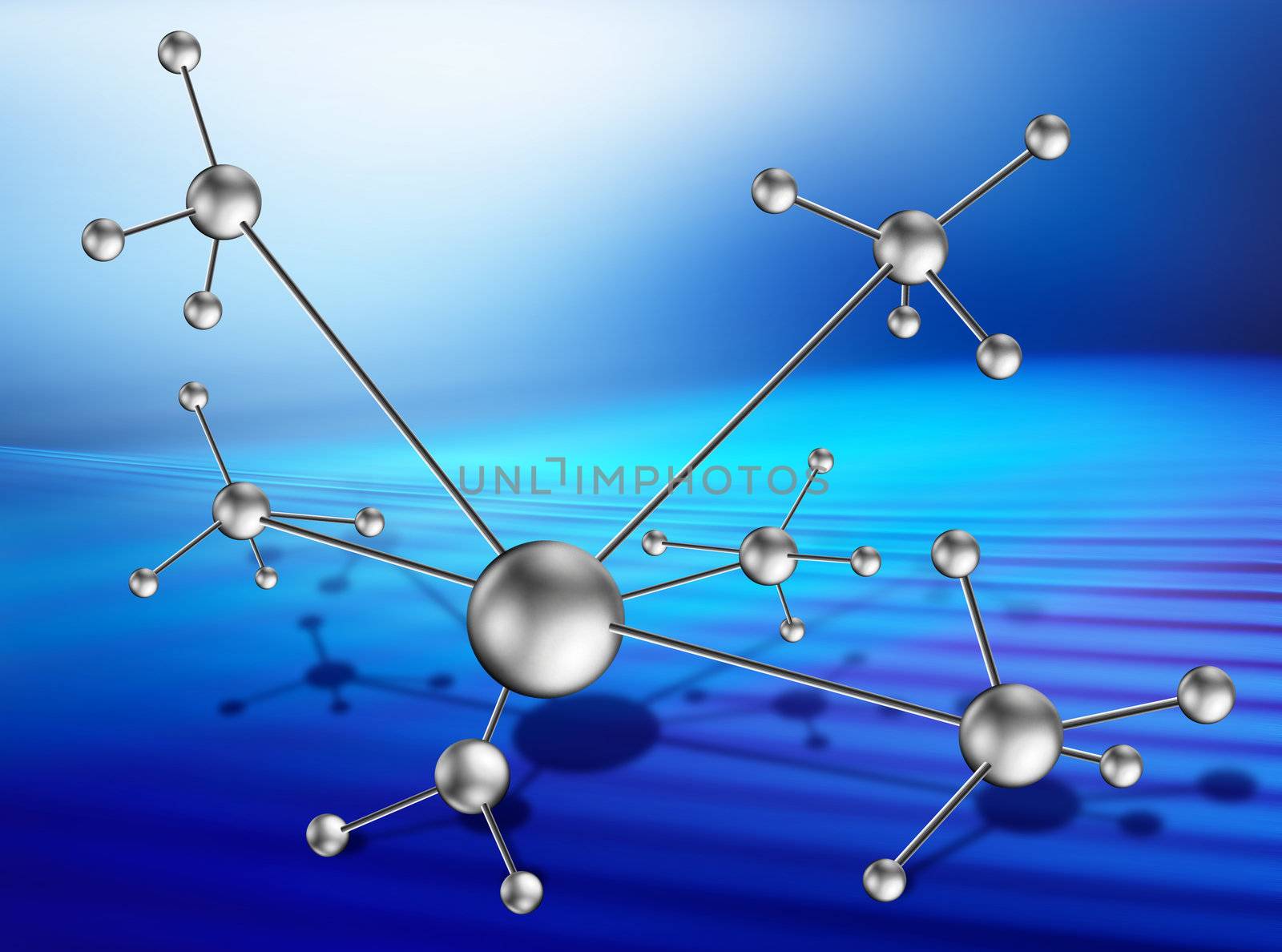 image of molecular lattice on art background like technology progress with path