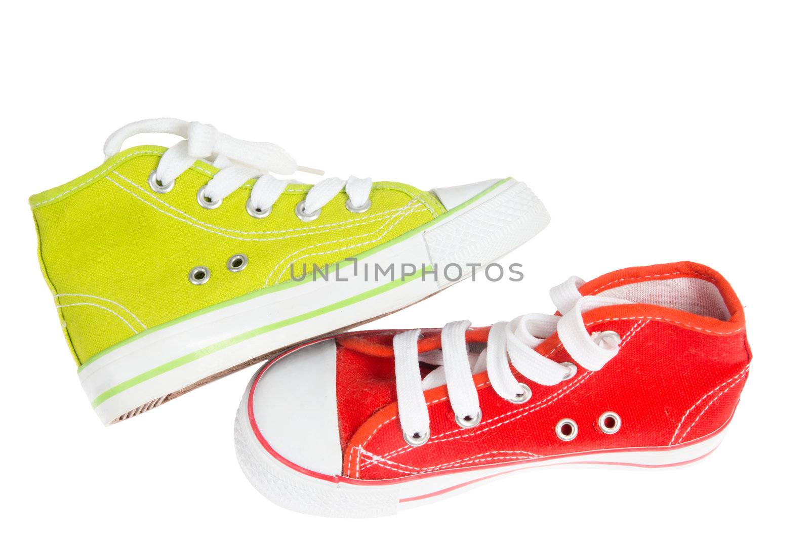 Green and red sneaker, isolated on background