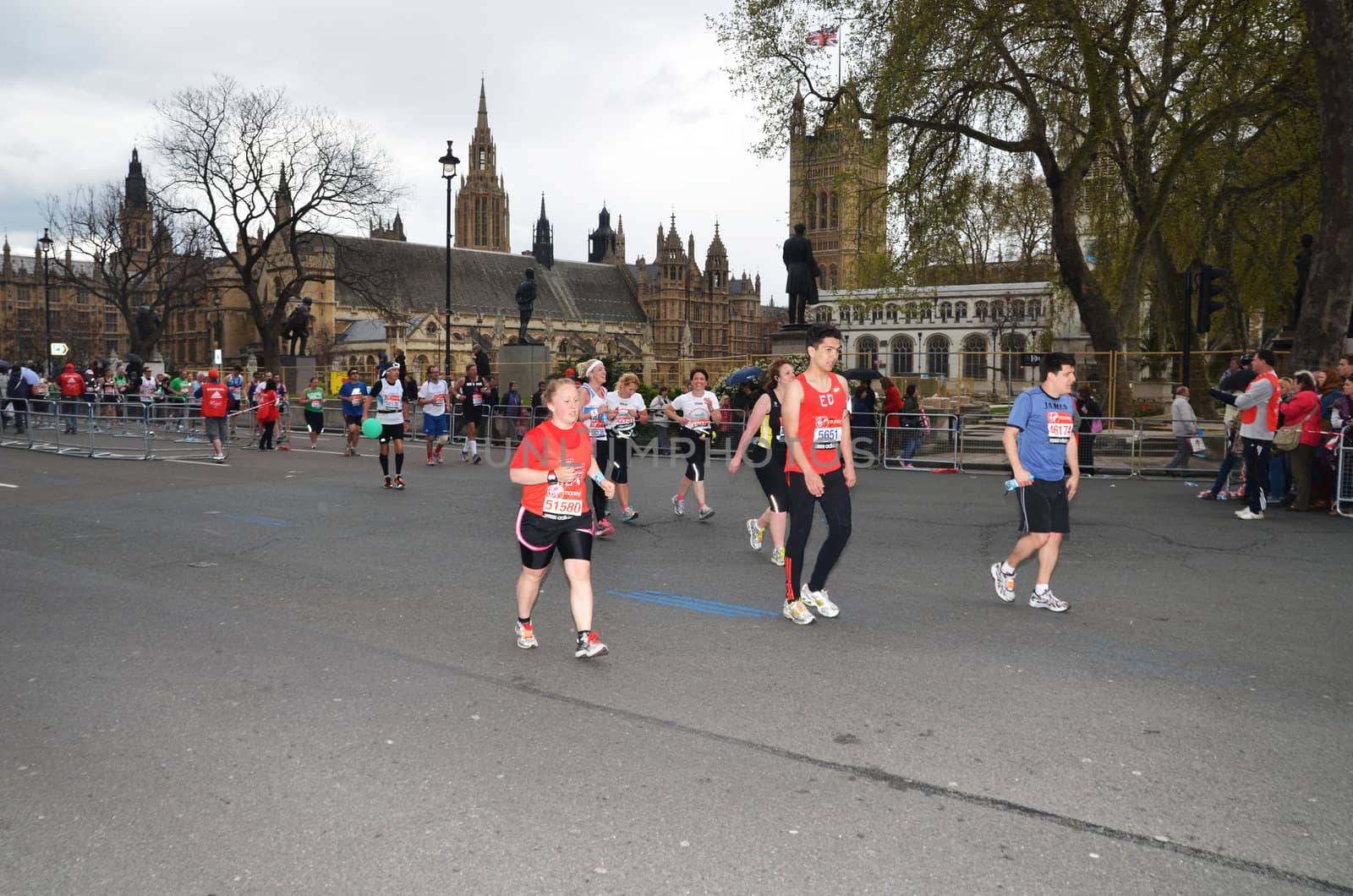 London - April 22: Runners Attending The Annual London Marathon London April 22nd, 2012 in London, England.