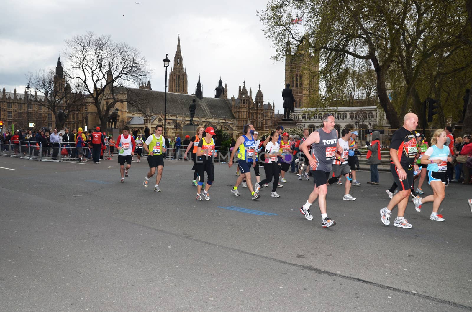 London - April 22: Runners Attending The Annual London Marathon London April 22nd, 2012 in London, England.