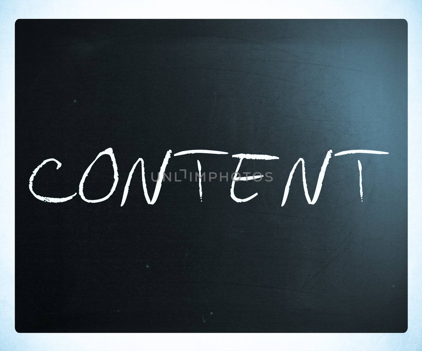 The word "Content" handwritten with white chalk on a blackboard.