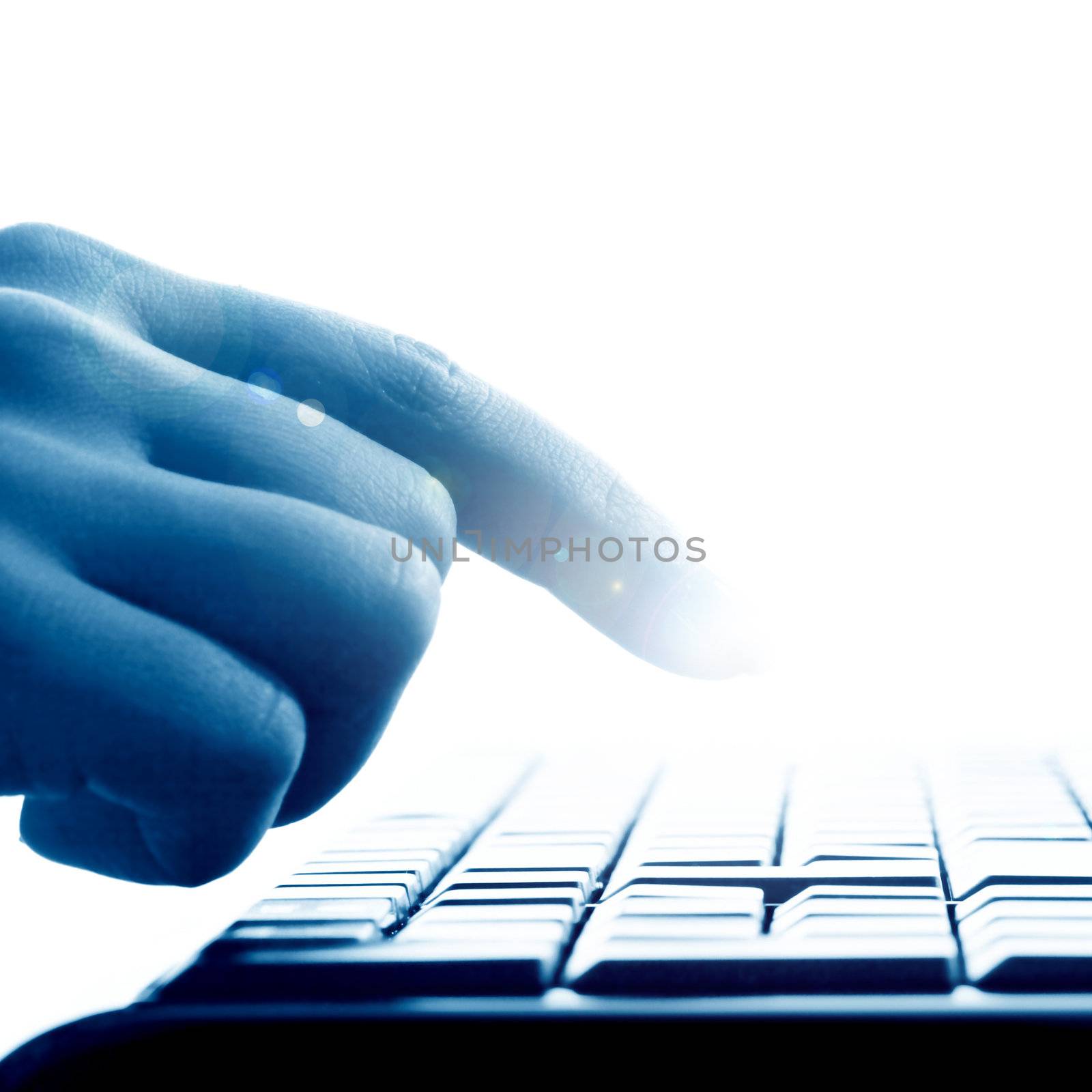 hand press a key on keyboard