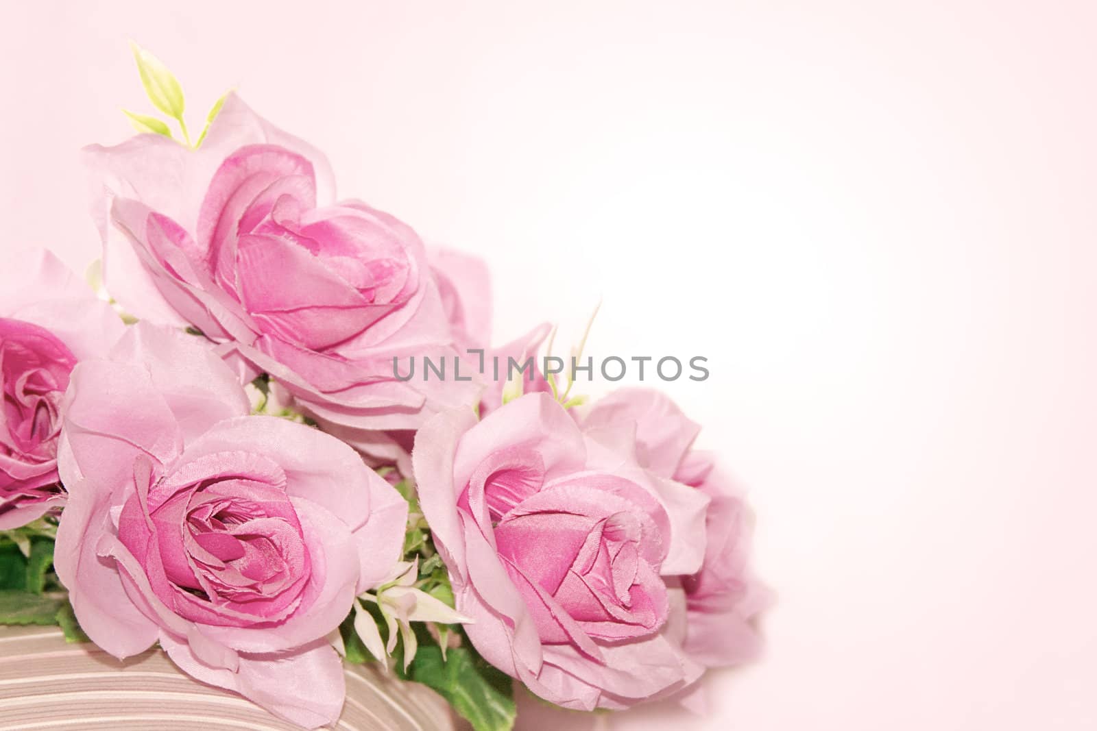 Card with pink roses with copy-space