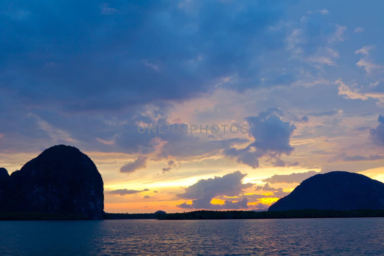 Beautiful tropical sea with mountain in Thailand