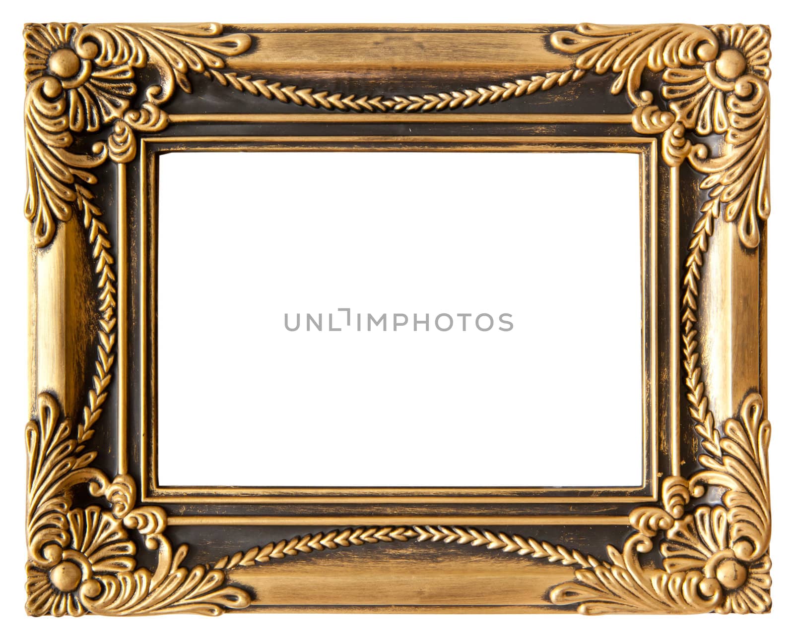 antique love gold frame isolated on white