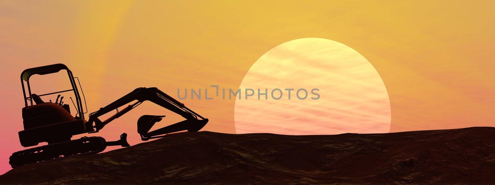 Excavator by sunset by Elenaphotos21