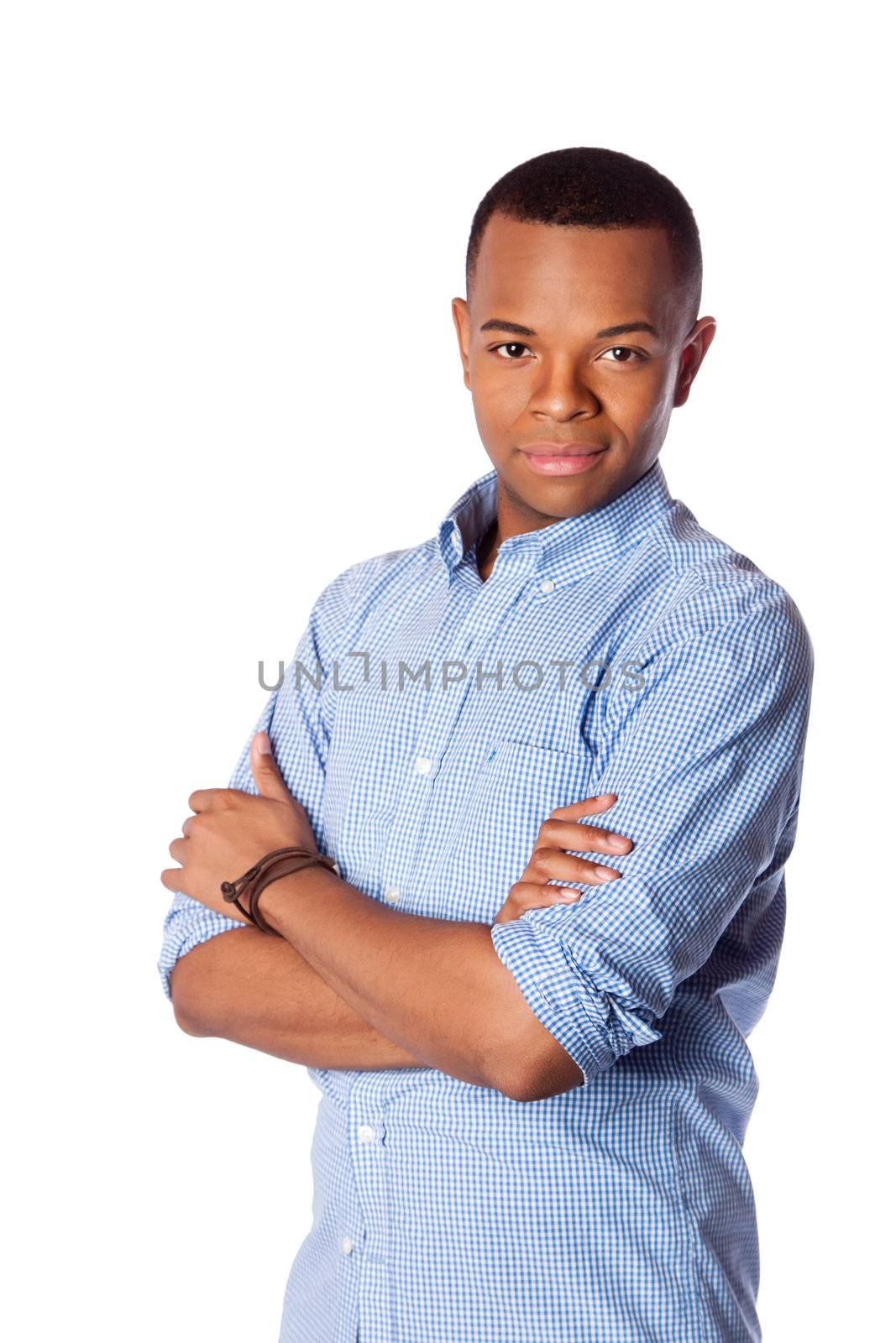 Young handsome business man dressed casual with arms crossed, isolated.